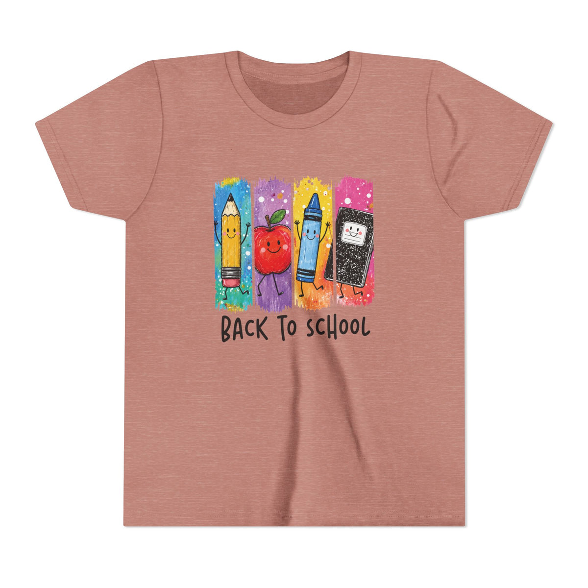 Youth Tee — Cute 'Back to School' Crayon & Apple Graphic