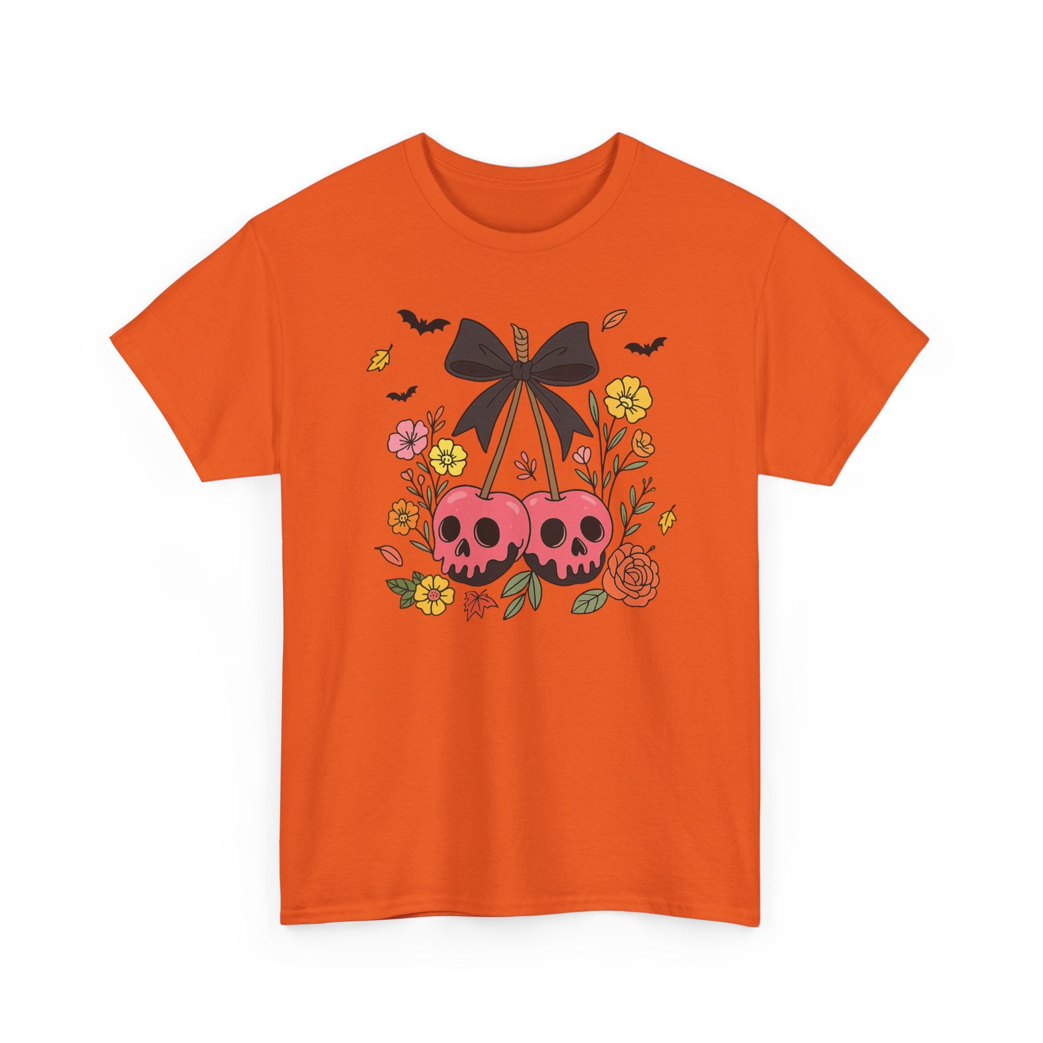 Skull Cherries Floral Tee — Cute Goth Graphic T-Shirt for Halloween & Everyday