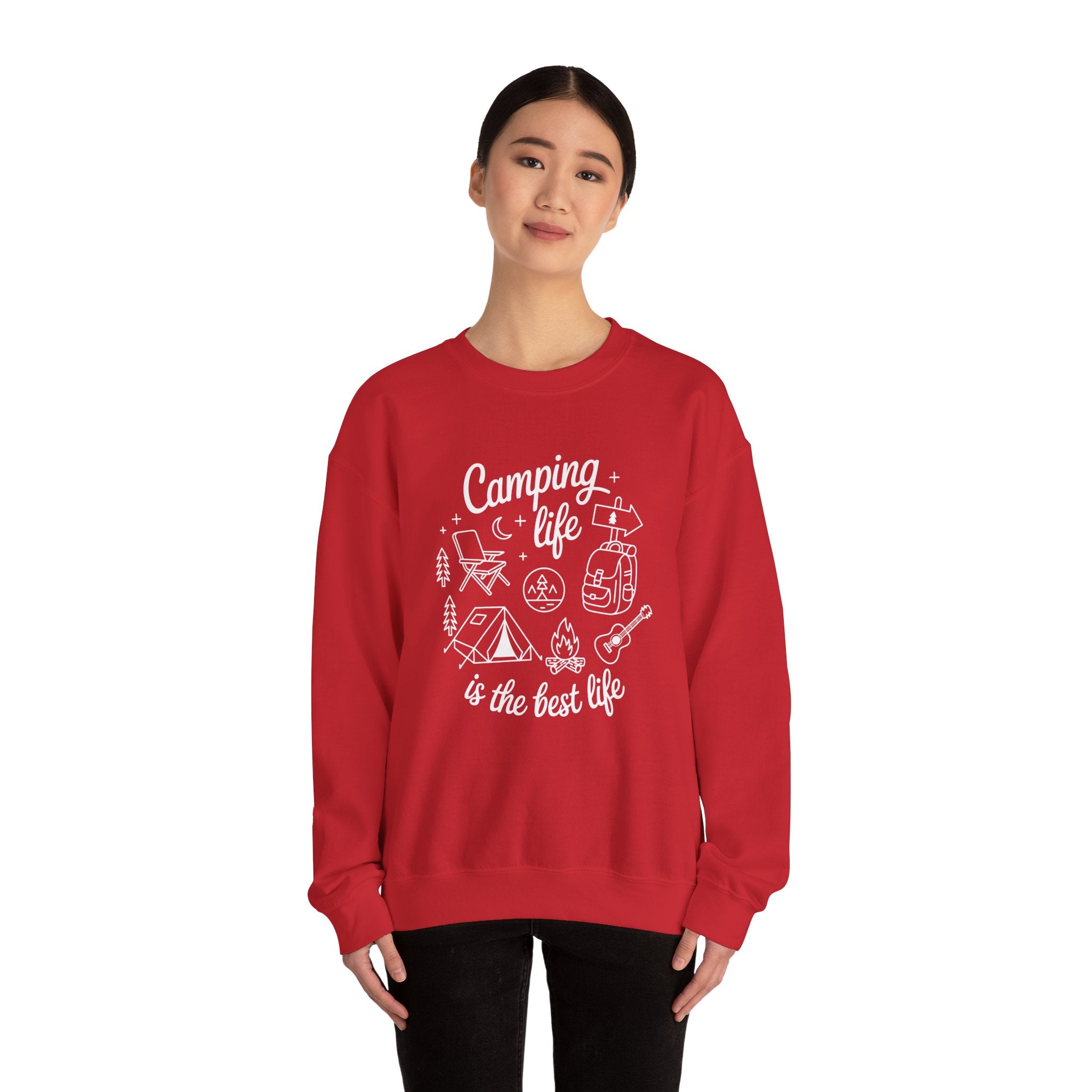 Camping Life Crewneck Sweatshirt — "Camping Life is the Best Life" Outdoor Graphic