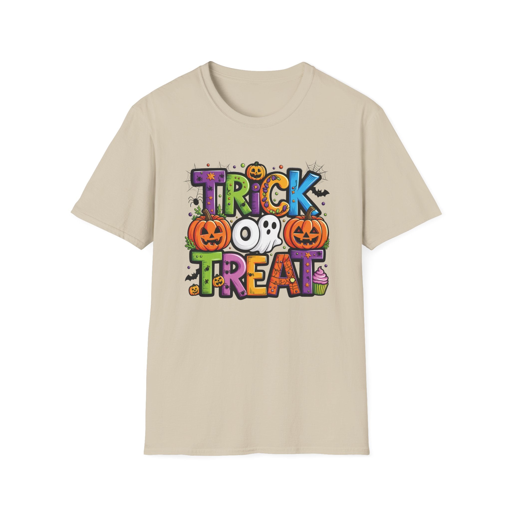 Halloween 'Trick or Treat' Graphic T-Shirt - Cute Pumpkin & Ghost Costume Tee