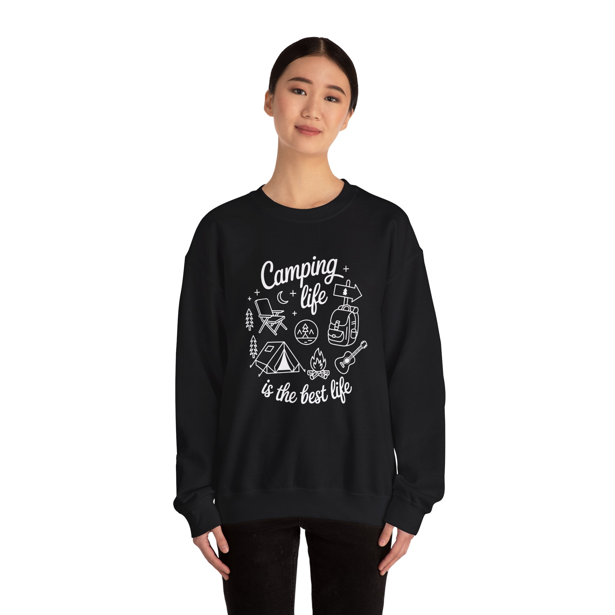 Camping Life Crewneck Sweatshirt — "Camping Life is the Best Life" Outdoor Graphic