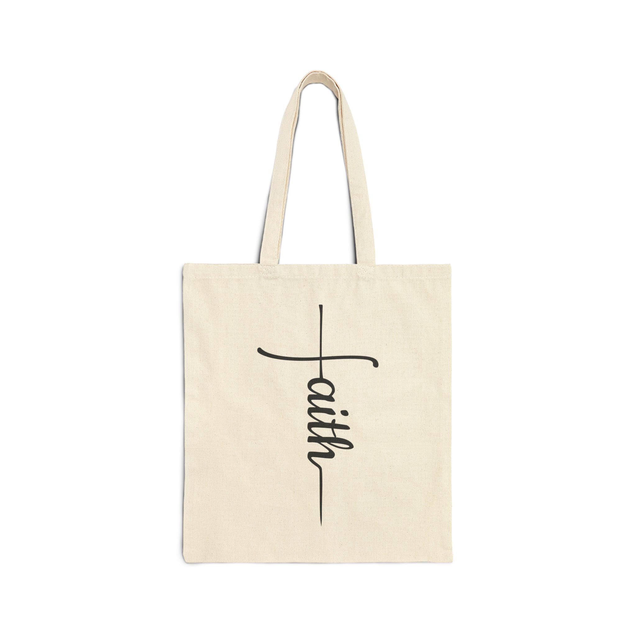 Faith Cross Canvas Tote Bag | Christian Scripture Inspired Reusable Market Bag