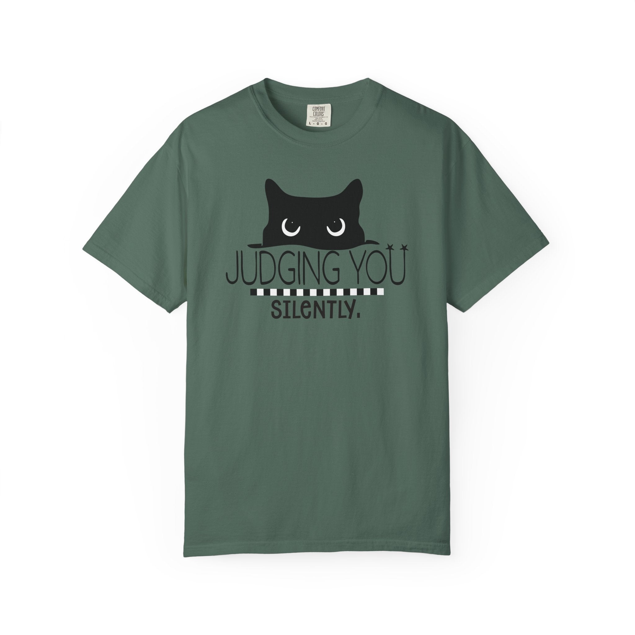 Black Cat 'Judging You Silently' T-Shirt | Funny Cat Tee