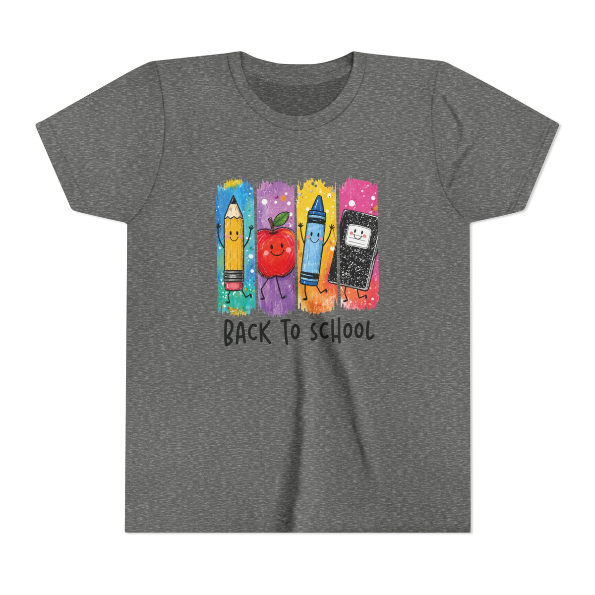 Youth Tee — Cute 'Back to School' Crayon & Apple Graphic