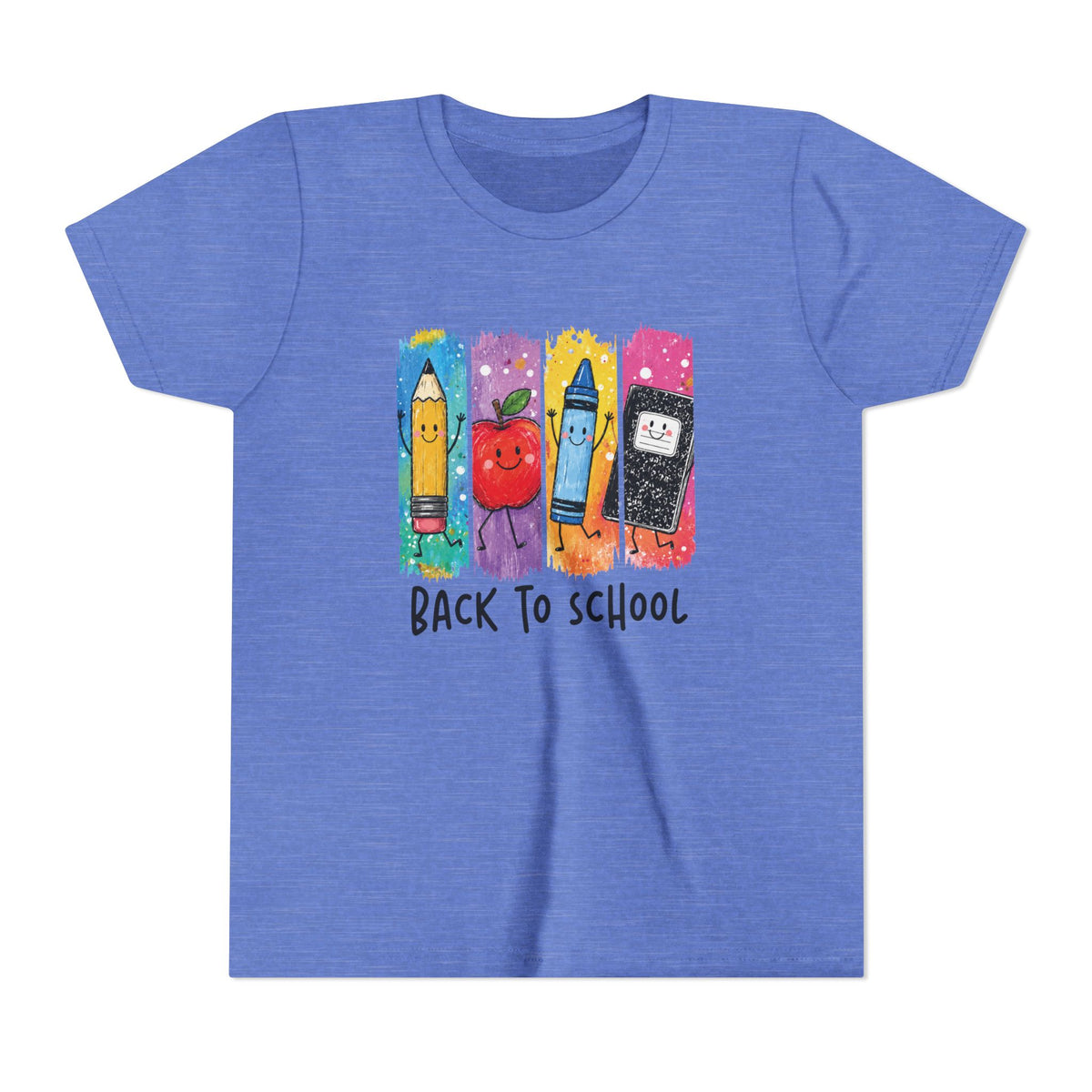 Youth Tee — Cute 'Back to School' Crayon & Apple Graphic