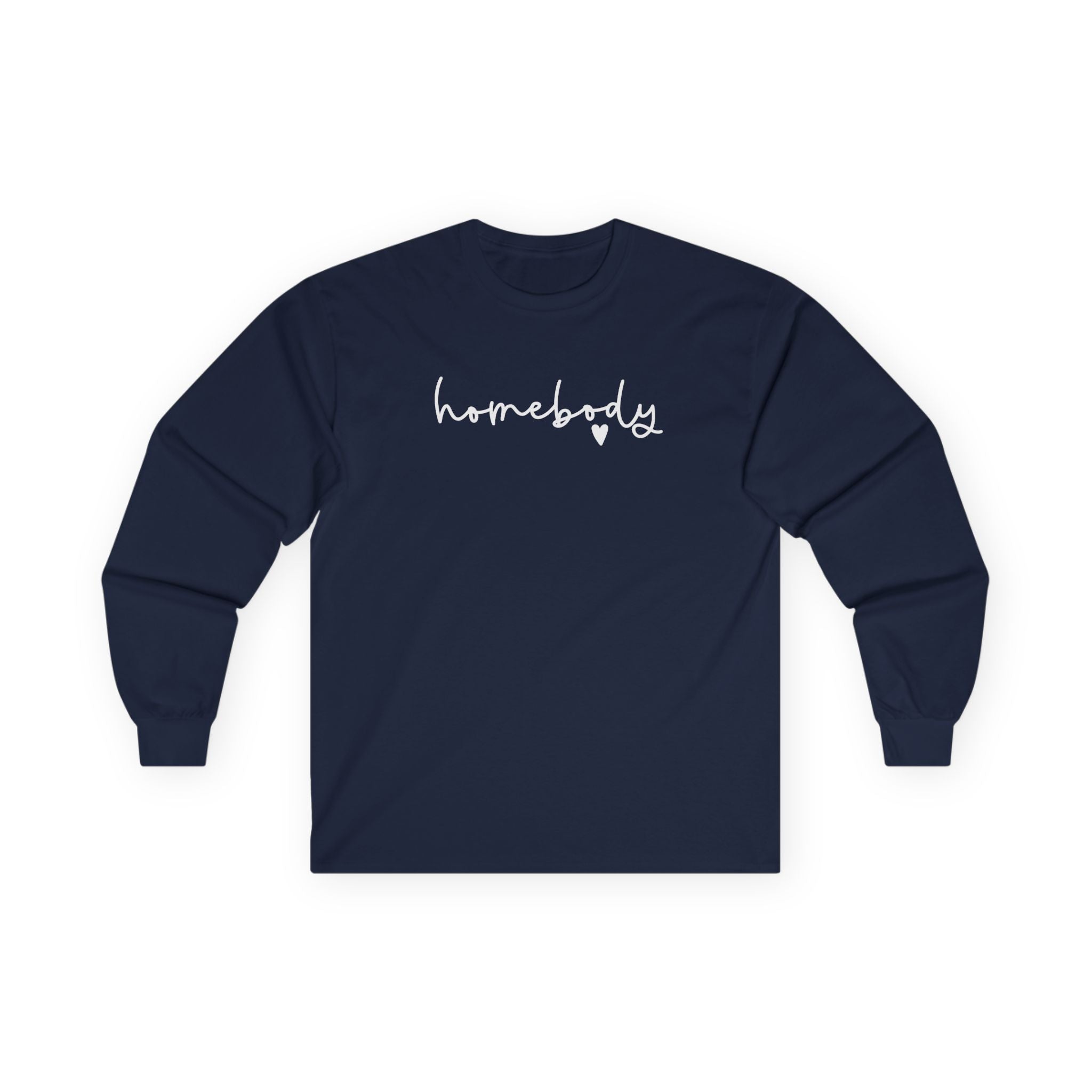 Homebody Script Long Sleeve Tee — Cozy Casual Pullover