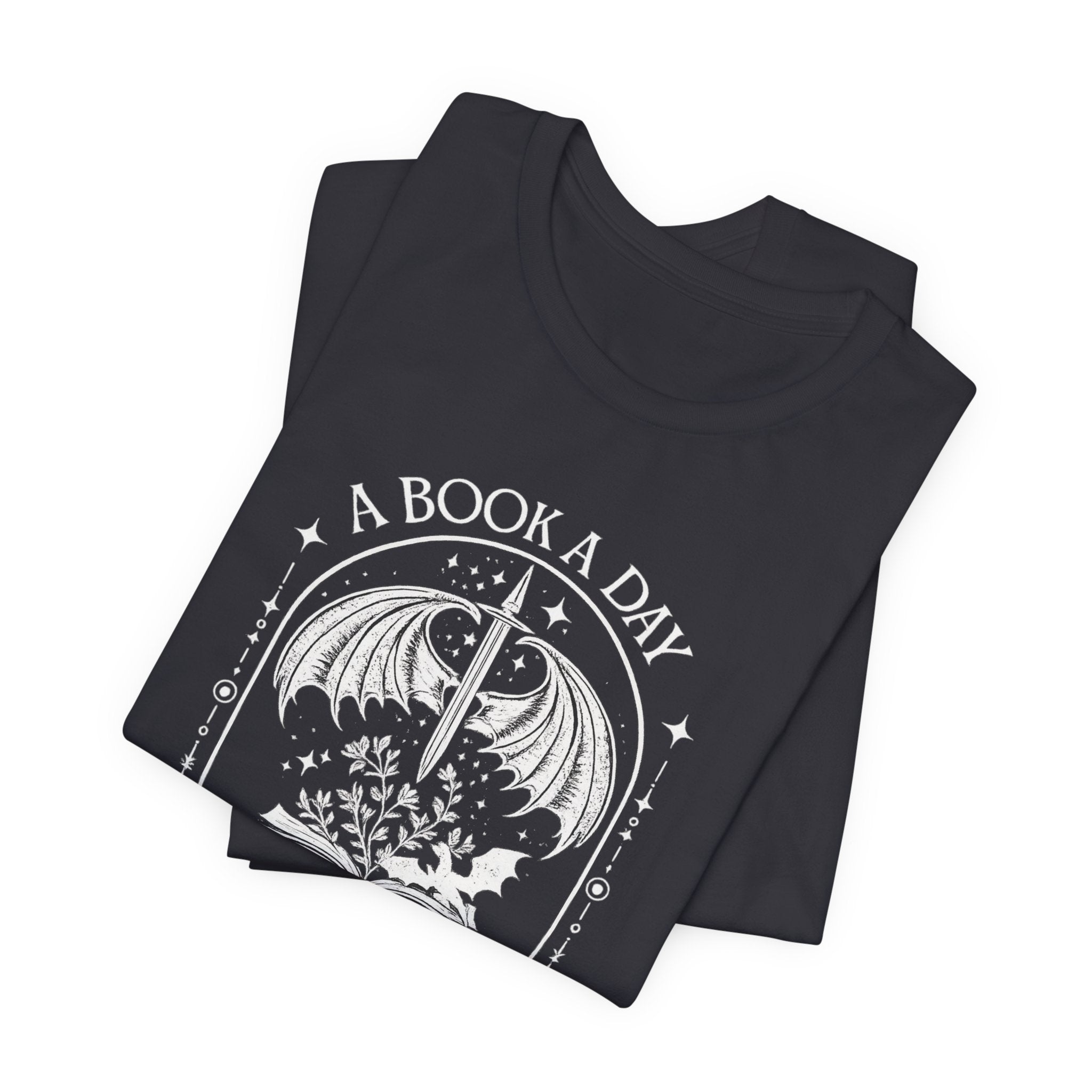 A Book a Day Keeps Reality Away Shirt, Fantasy Reader Dragon Wing Tee, Gothic Book Lover Gift, Dark Academia Bookworm T-Shirt