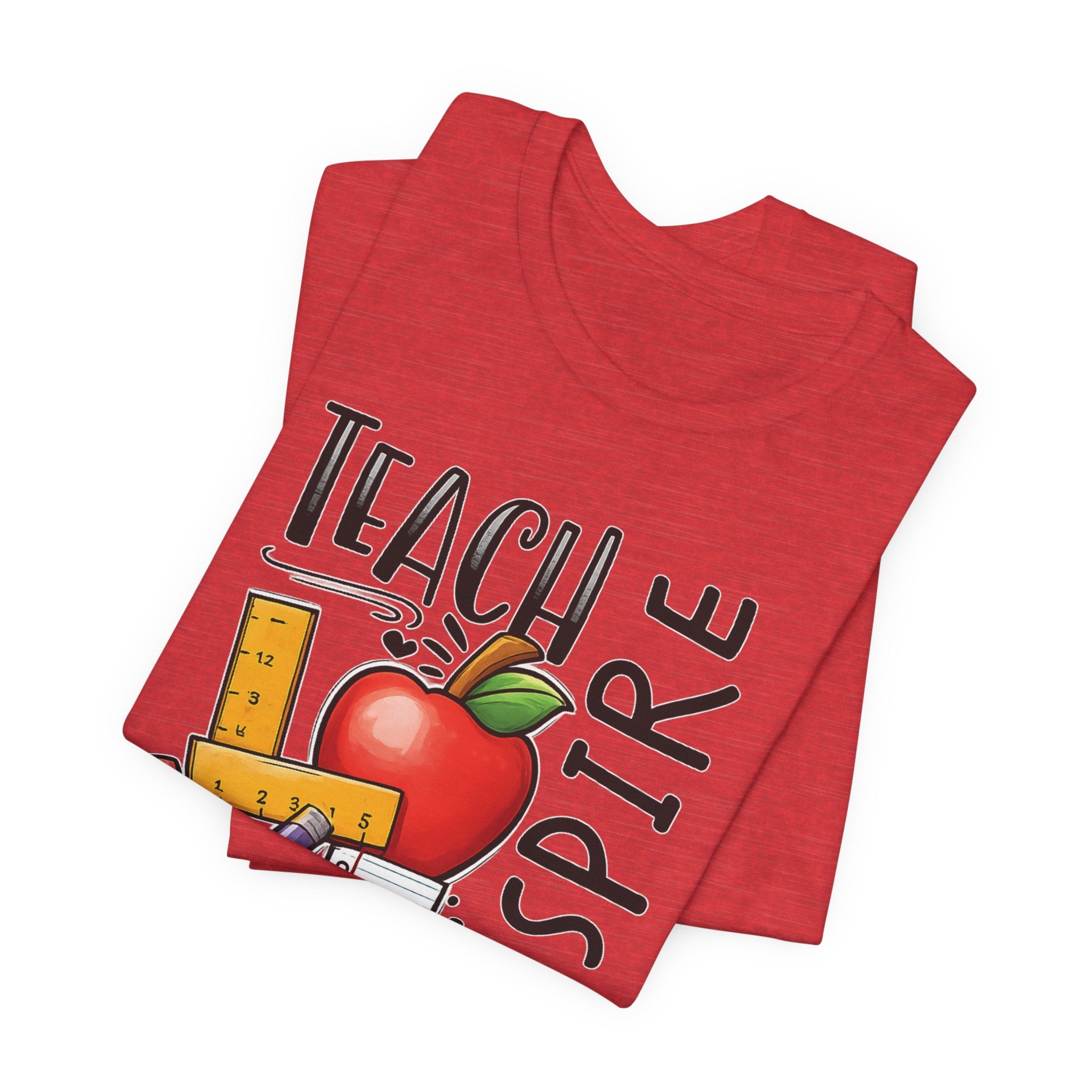 Teach Inspire Love Teacher Shirt  Apple Pencil Graphic Tee  Bella Canvas 3001  Back to School Gift  Teacher Appreciation Shirt
