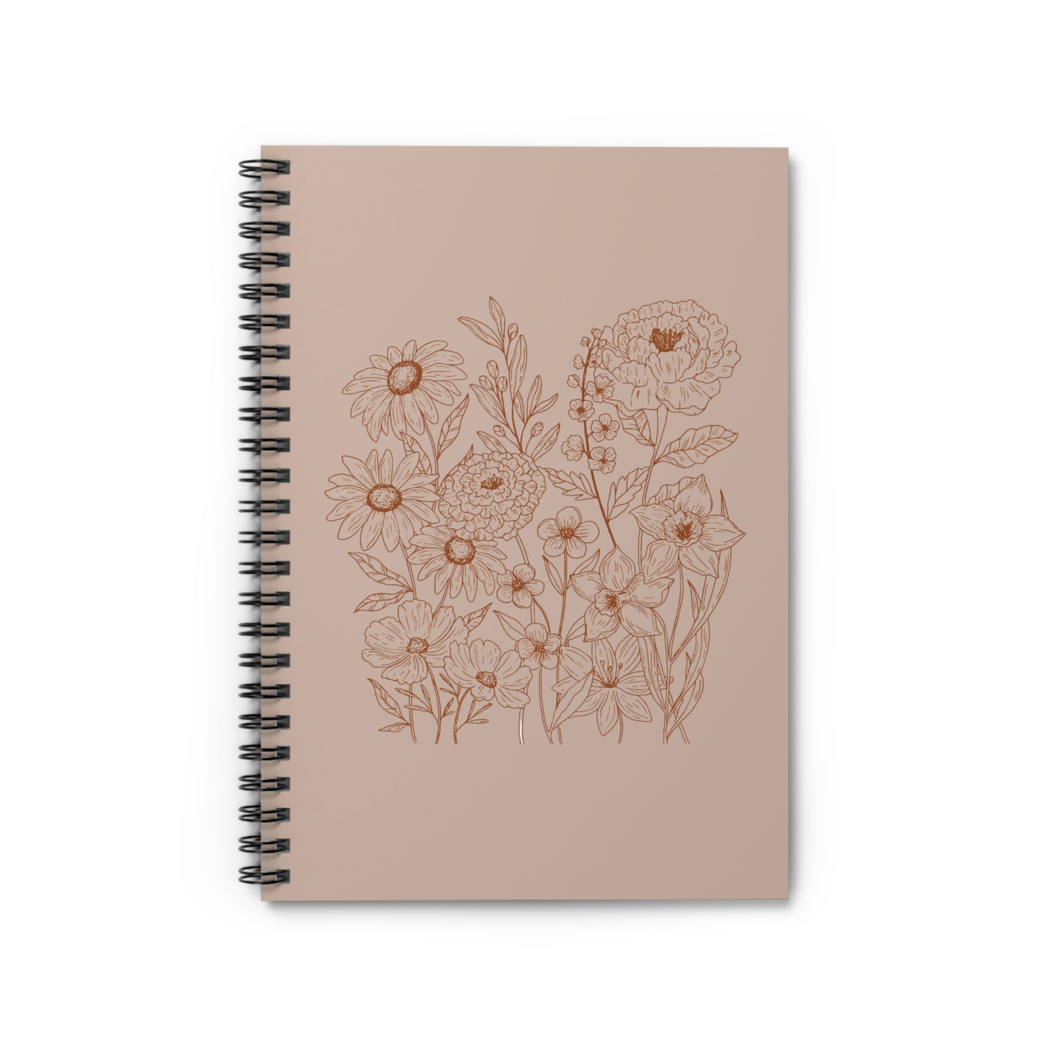 Floral Spiral Notebook - Ruled Line, Blooming Inspiration, Journaling, Sketching, Gift for Students, Nature Lover's Diary