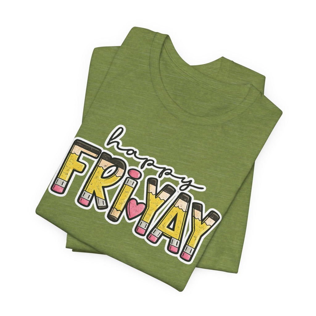 Happy Friyay Teacher Shirt  Friday Teacher Tee  Pencil Graphic T-Shirt