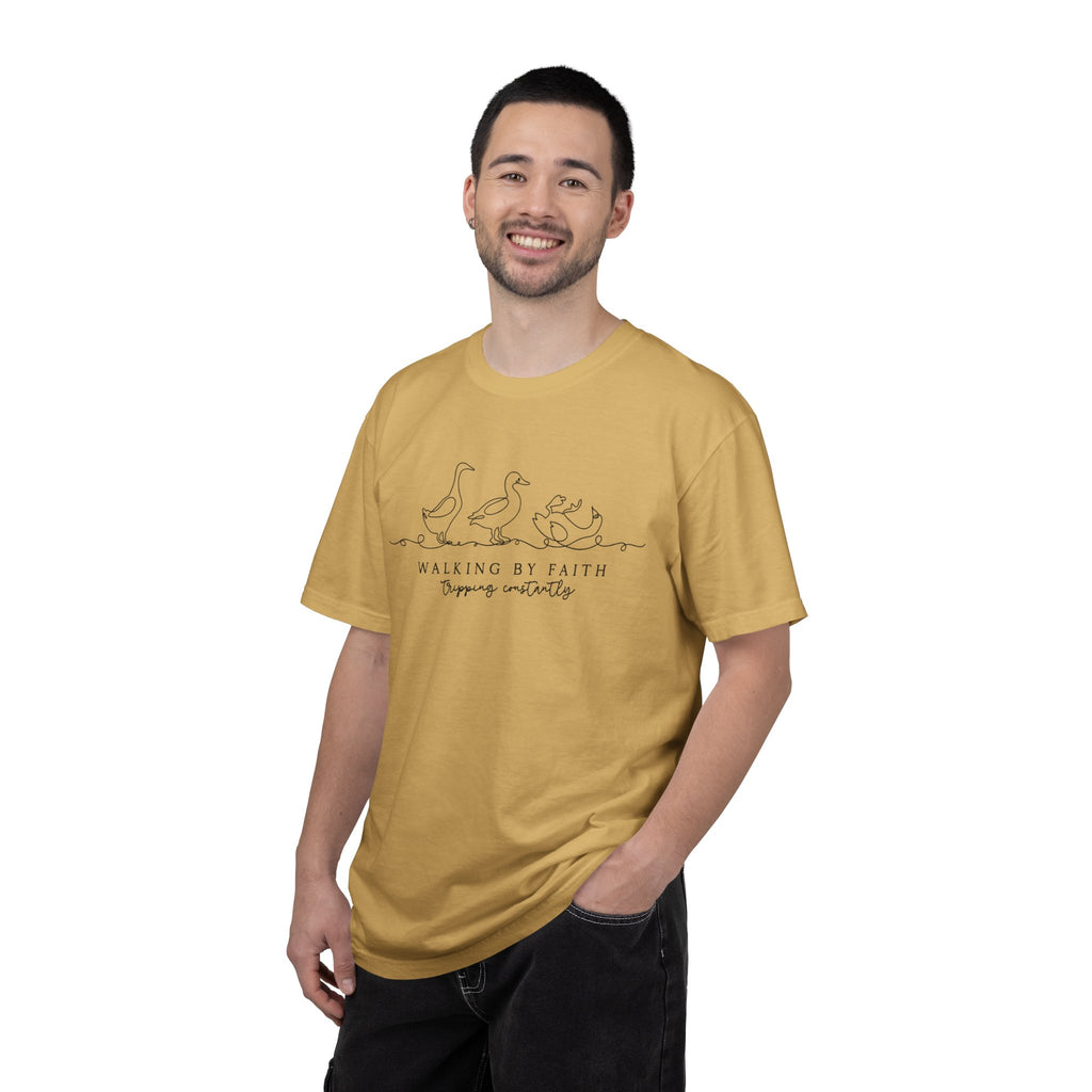Walking by Faith Tripping Constantly Shirt, Funny Christian Duck Tee, Faith Humor, Minimalist Religious T-Shirt, Church Gift