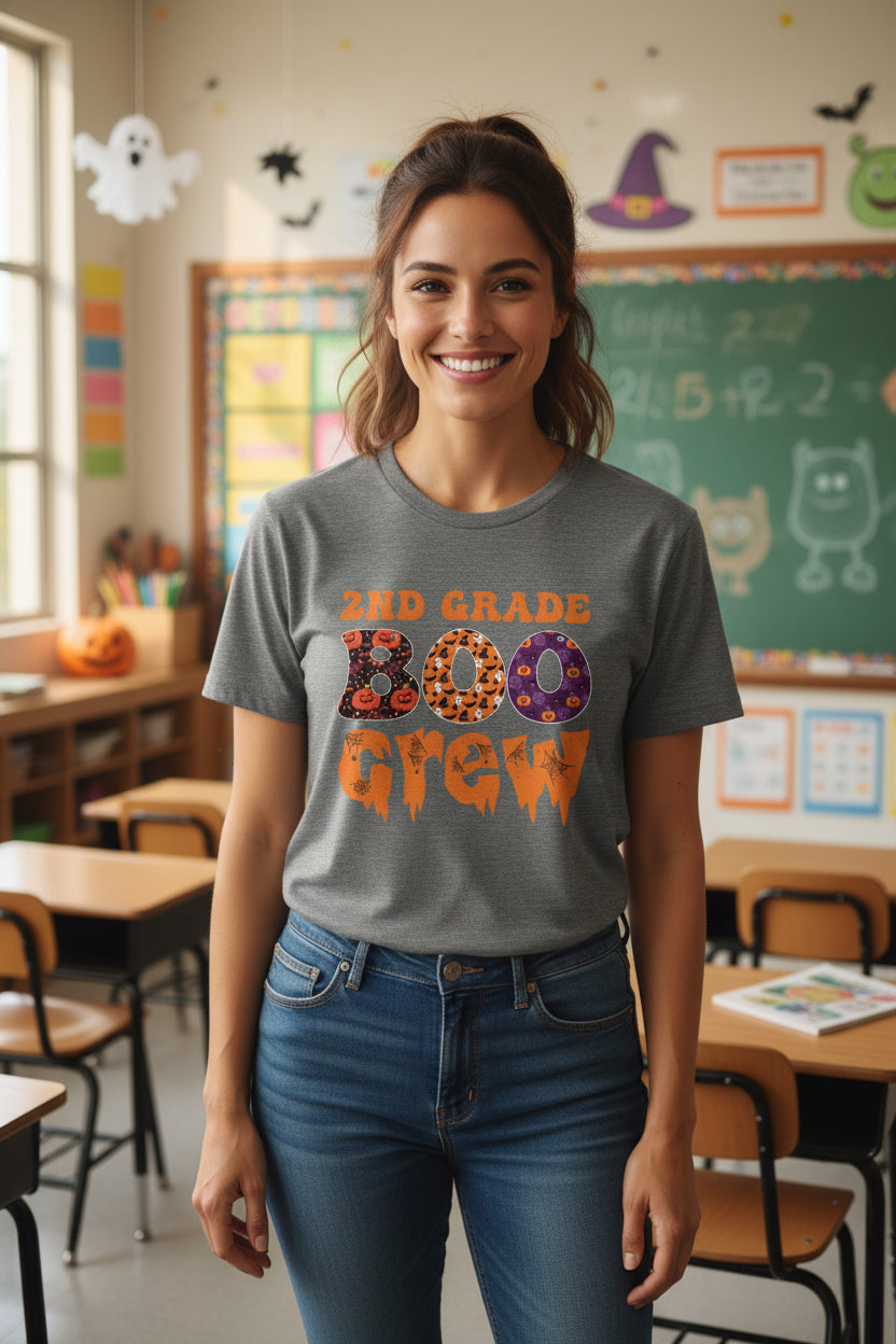 2nd Grade Boo Crew Tee — Halloween Classroom Shirt