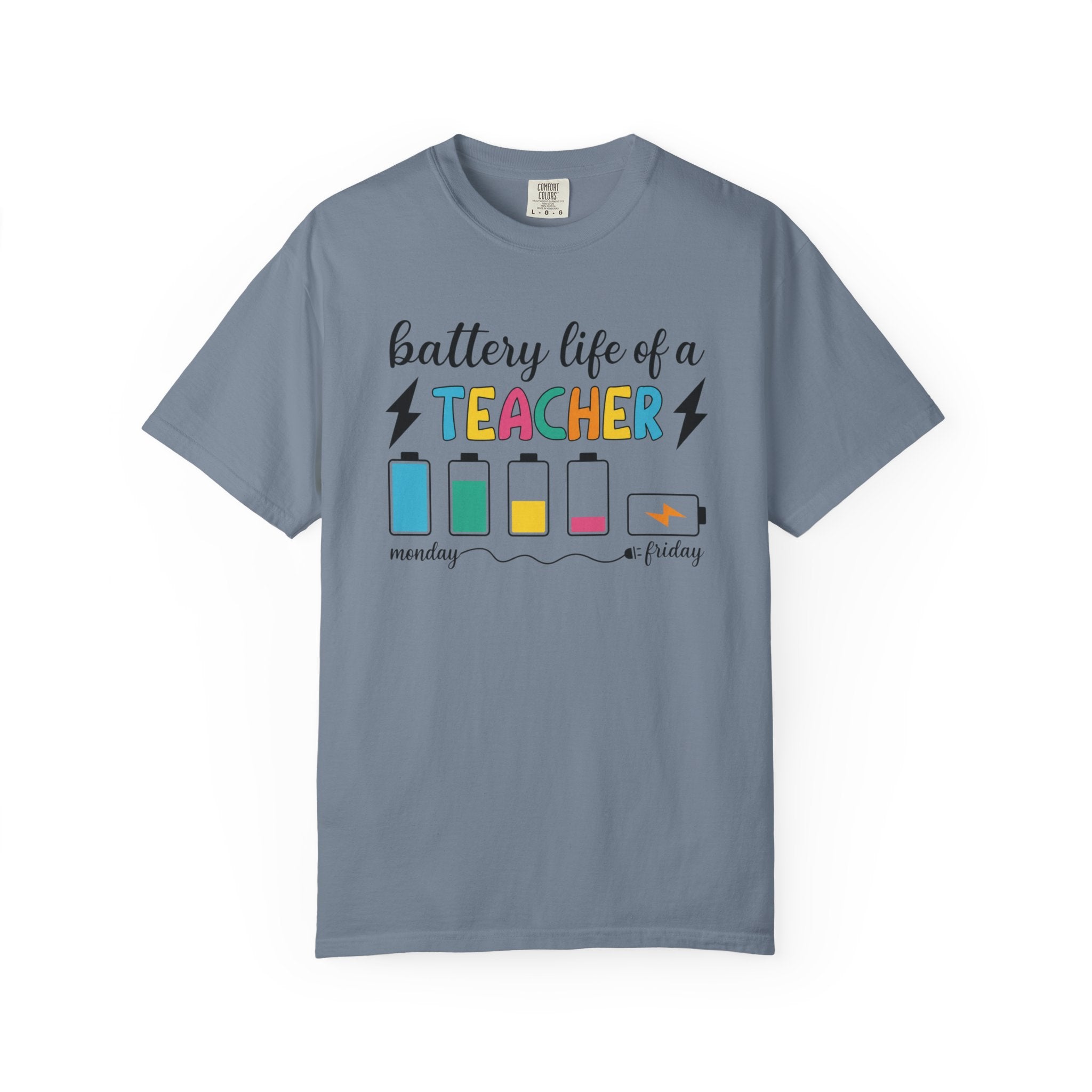 Teacher Battery Life T-Shirt — 'Battery Life of a Teacher' Funny Teacher Tee