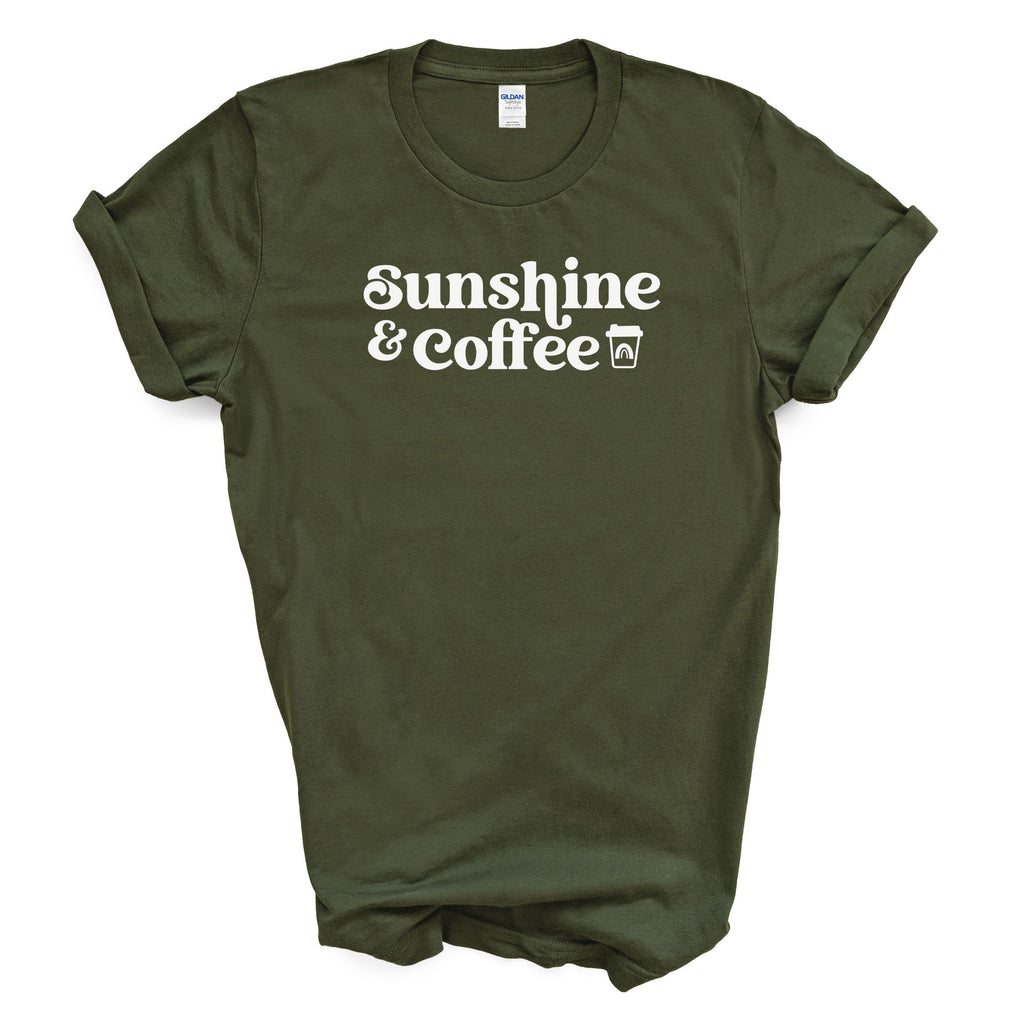 Sunshine and Coffee Shirt – Retro Graphic Tee – HTV Gildan 5000 Unisex Top