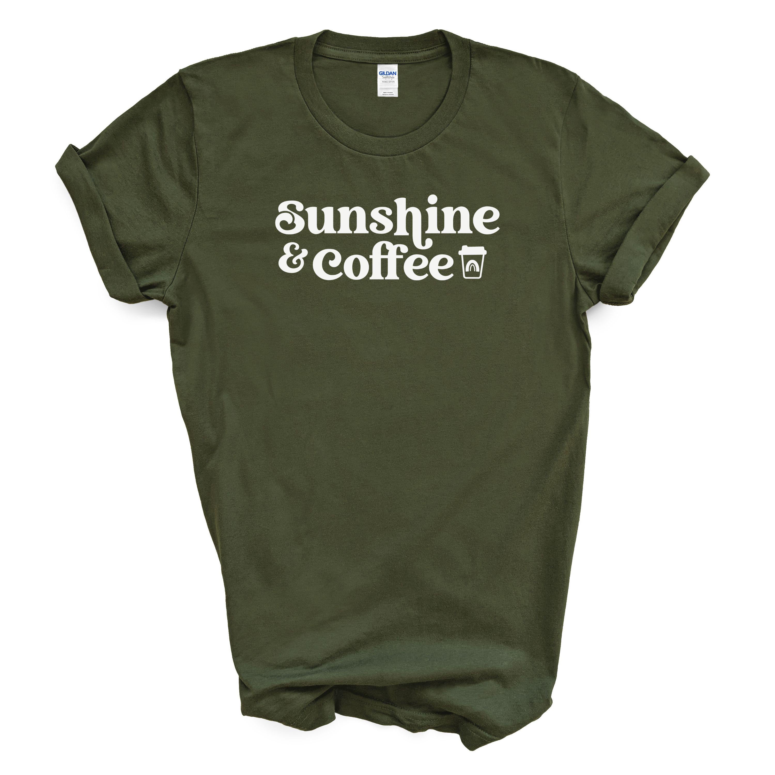 Sunshine and Coffee Shirt – Retro Graphic Tee – HTV Gildan 5000 Unisex Top