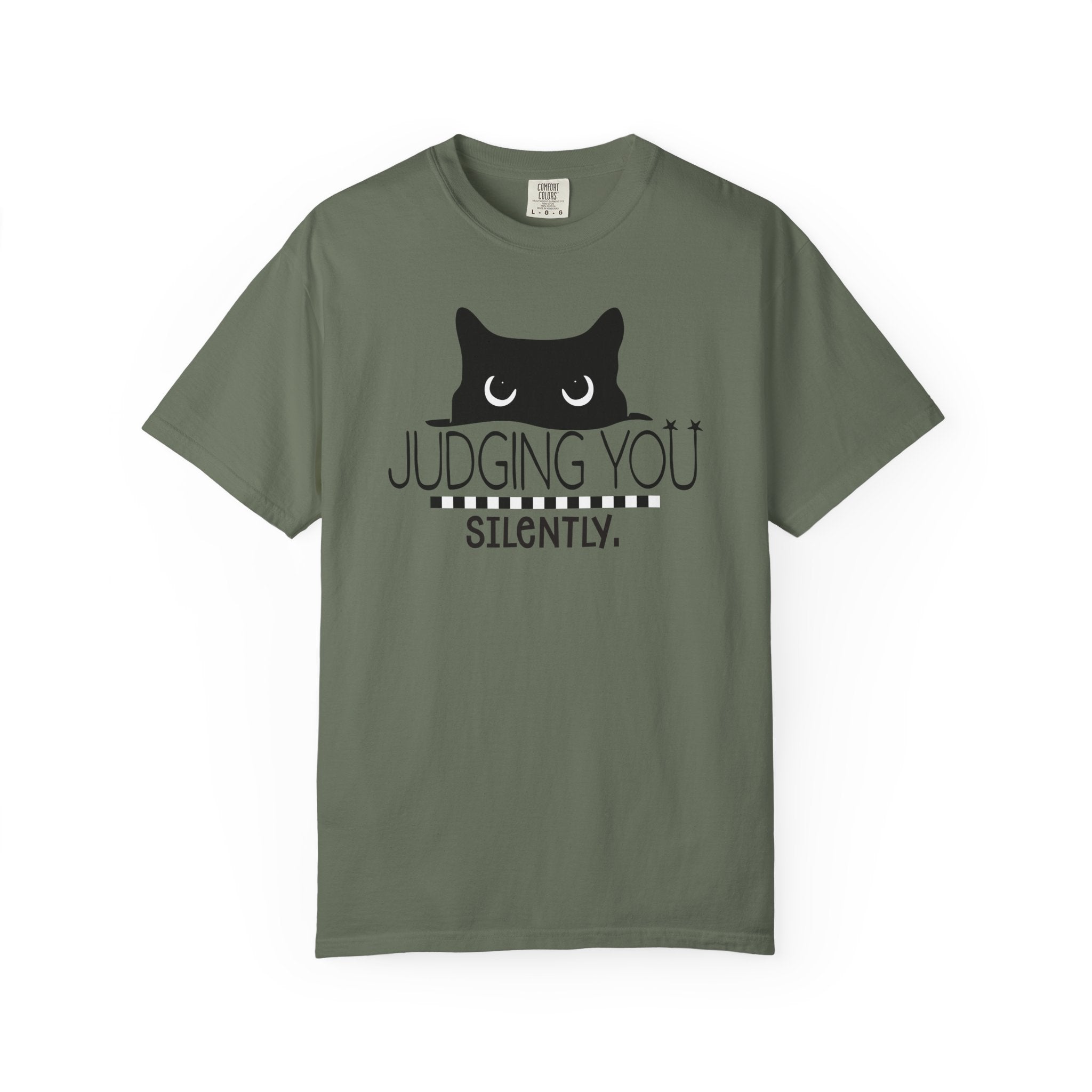 Black Cat 'Judging You Silently' T-Shirt | Funny Cat Tee