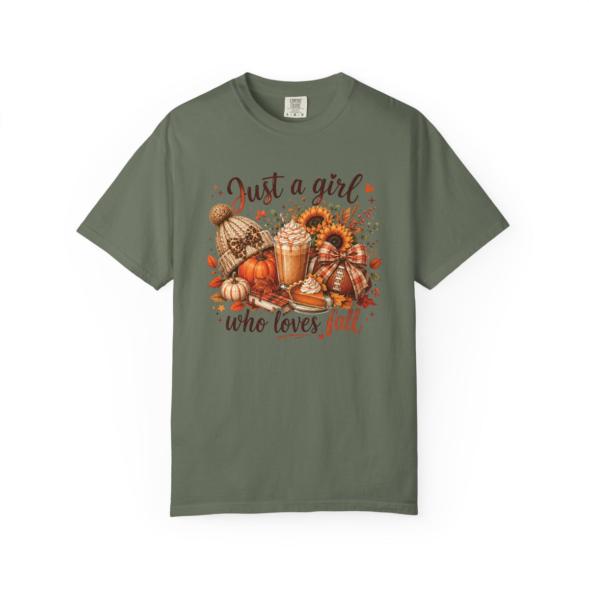 Fall Coffee T-Shirt — "Just a girl who loves fall" Pumpkin Spice Tee