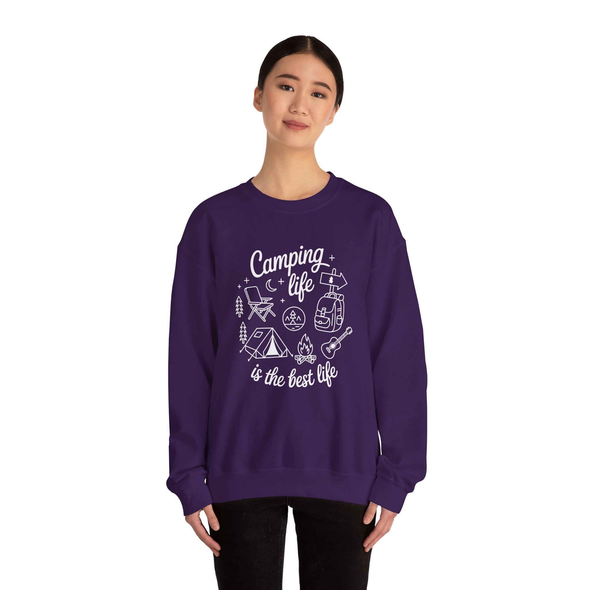Camping Life Crewneck Sweatshirt — "Camping Life is the Best Life" Outdoor Graphic
