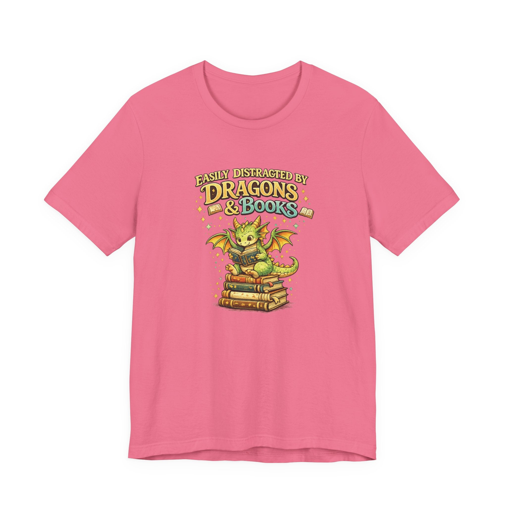 Easily Distracted by Dragons & Books Shirt, Cute Baby Dragon Reading Tee, Fantasy Book Lover Gift, Bookworm Graphic T-Shirt