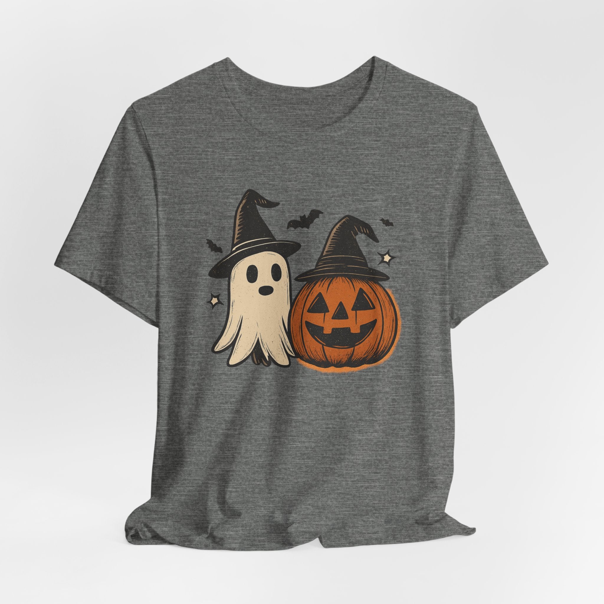 Halloween Ghost & Jack-O'-Lantern T-Shirt — Cute Witch Hat Pumpkin Tee