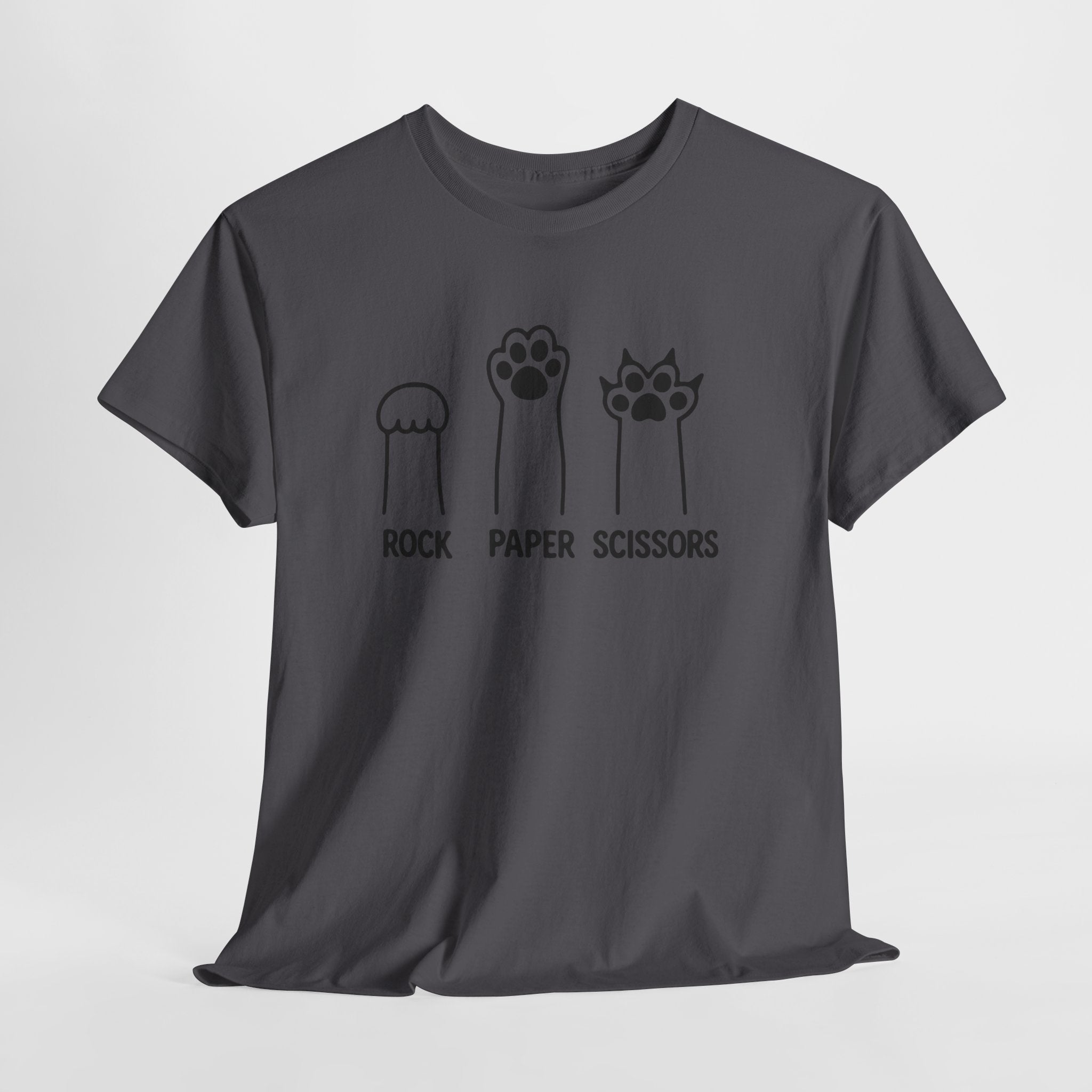 Rock Paper Scissors Cat Paw T‑Shirt — Cute Pet Humor Tee