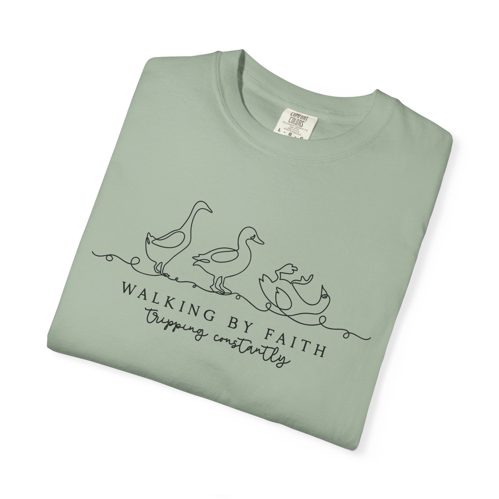 Walking by Faith Tripping Constantly Shirt, Funny Christian Duck Tee, Faith Humor, Minimalist Religious T-Shirt, Church Gift