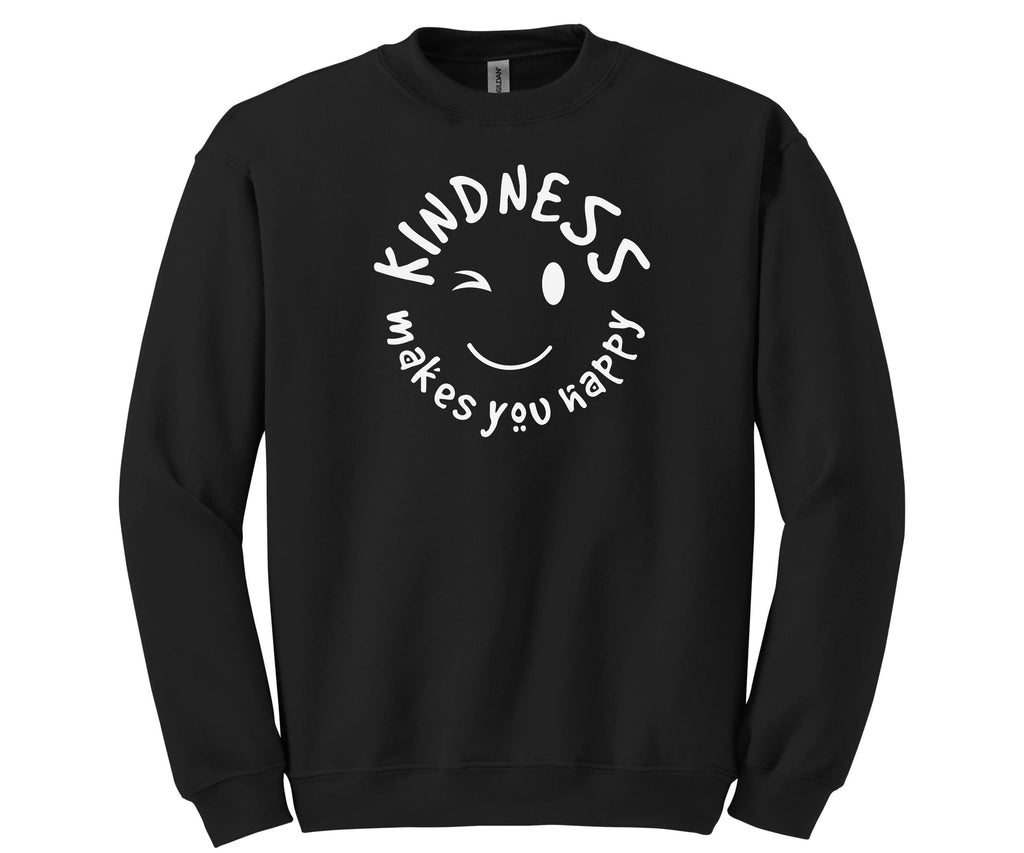 Kindness Makes You Happy Sweatshirt, Be Kind Smiley Crewneck, Gildan 18000 Cotton/Poly
