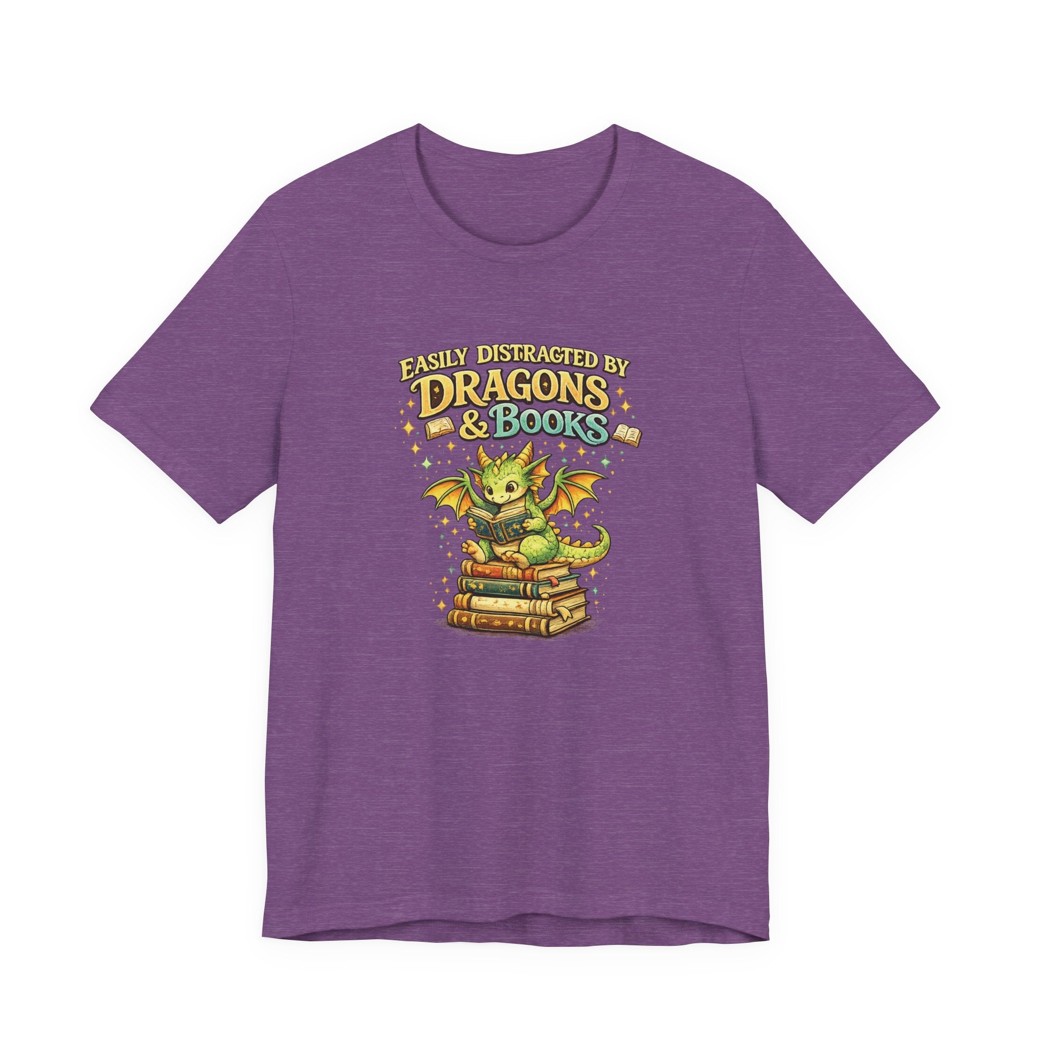 Easily Distracted by Dragons & Books Shirt, Cute Baby Dragon Reading Tee, Fantasy Book Lover Gift, Bookworm Graphic T-Shirt