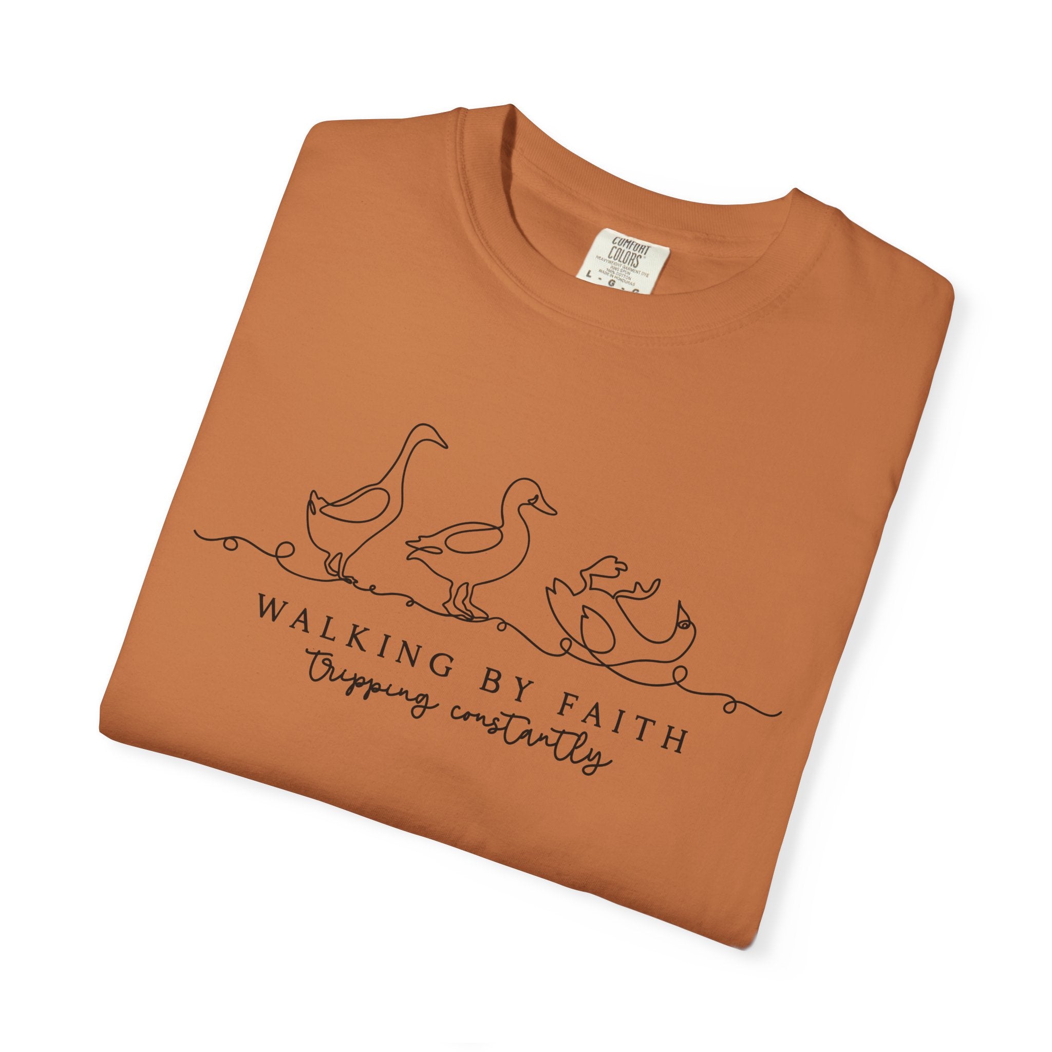Walking by Faith Tripping Constantly Shirt, Funny Christian Duck Tee, Faith Humor, Minimalist Religious T-Shirt, Church Gift