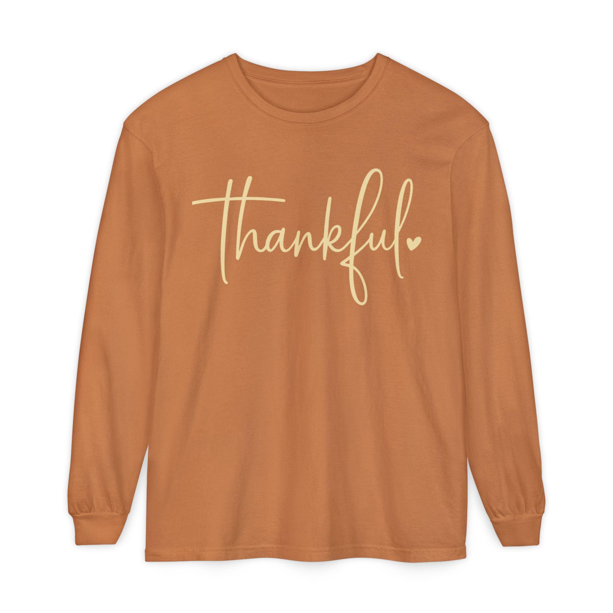 Thankful Long Sleeve T-Shirt | Cozy Fall Apparel, Thanksgiving Gift, Casual Style,