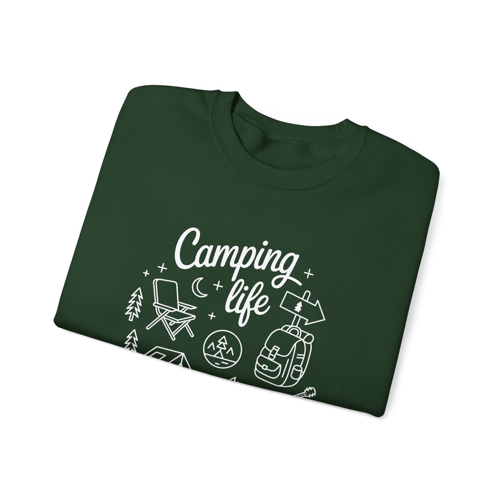 Camping Life Crewneck Sweatshirt — "Camping Life is the Best Life" Outdoor Graphic