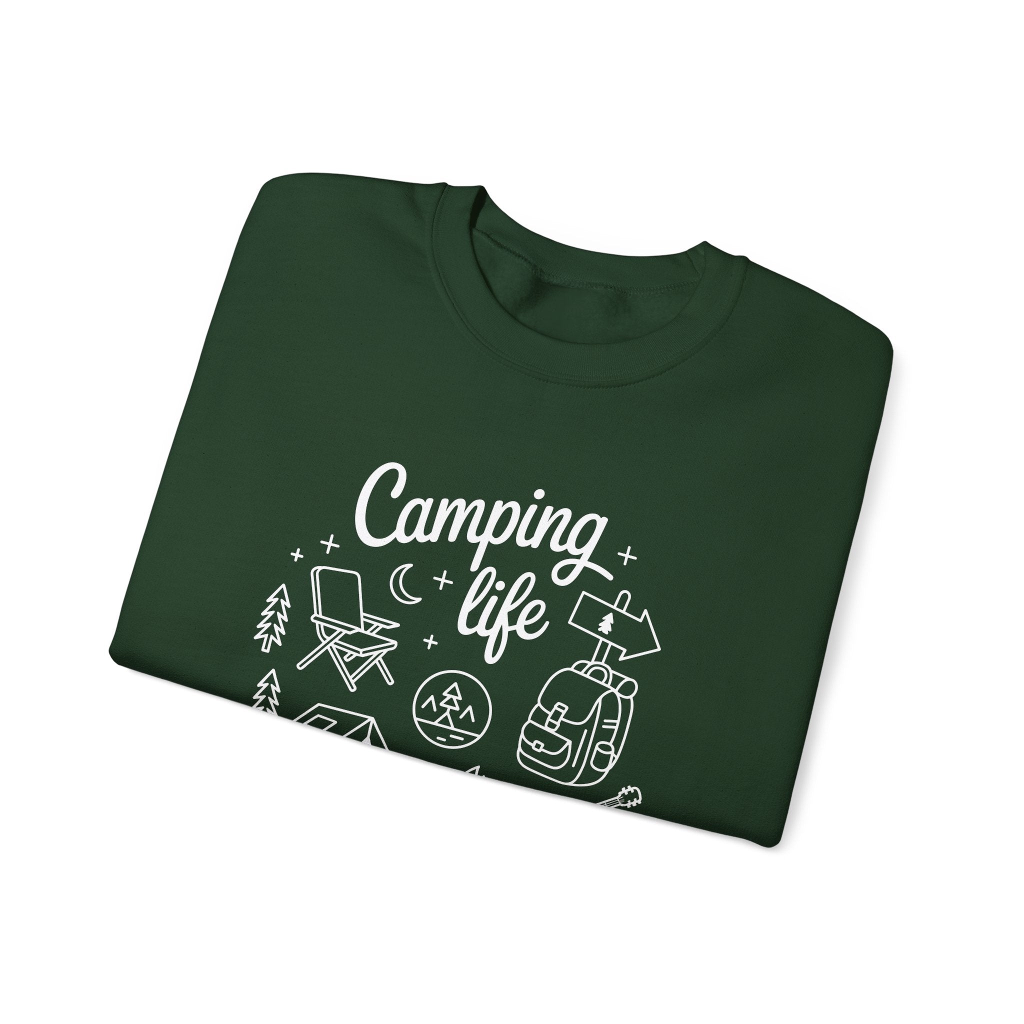 Camping Life Crewneck Sweatshirt — "Camping Life is the Best Life" Outdoor Graphic