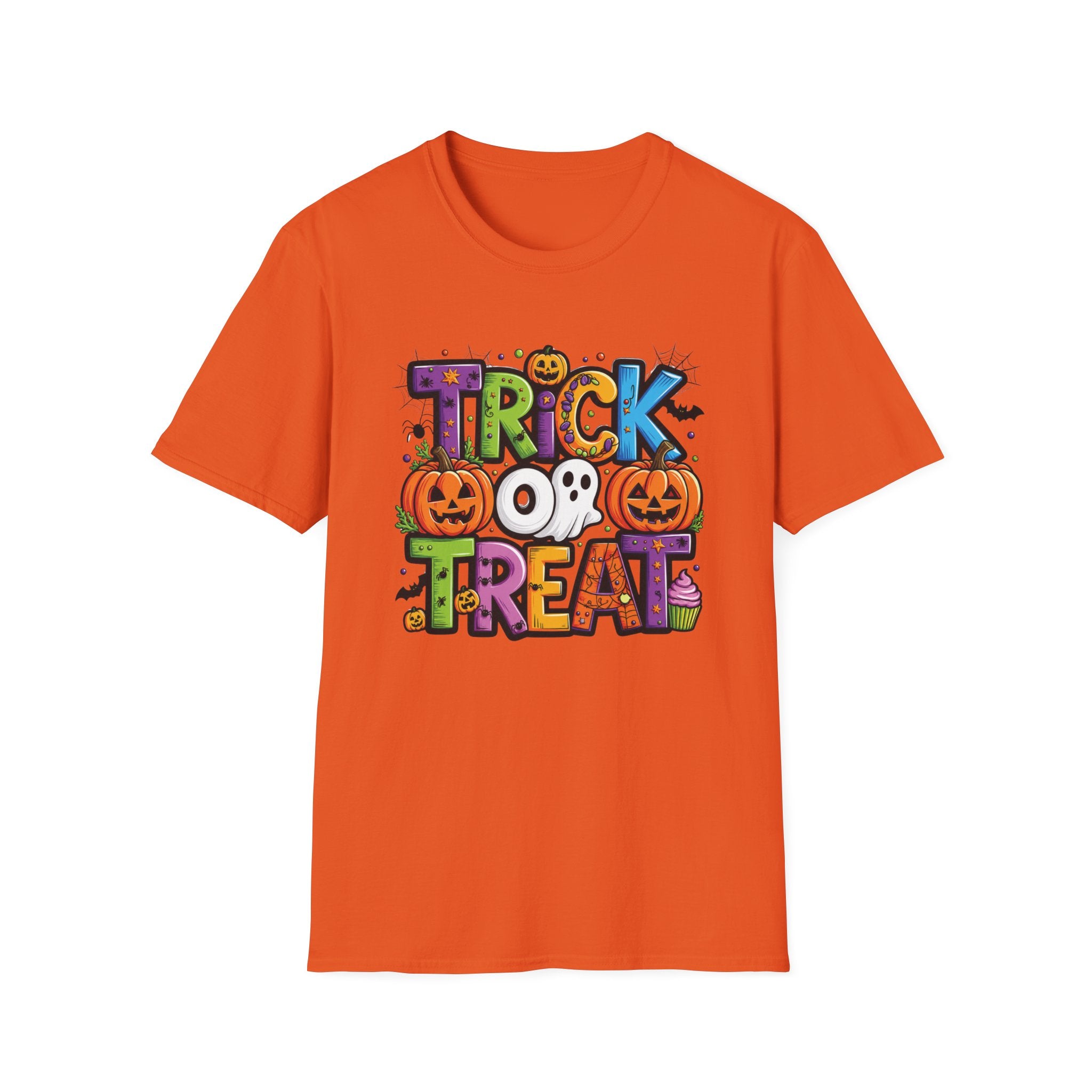 Halloween 'Trick or Treat' Graphic T-Shirt - Cute Pumpkin & Ghost Costume Tee
