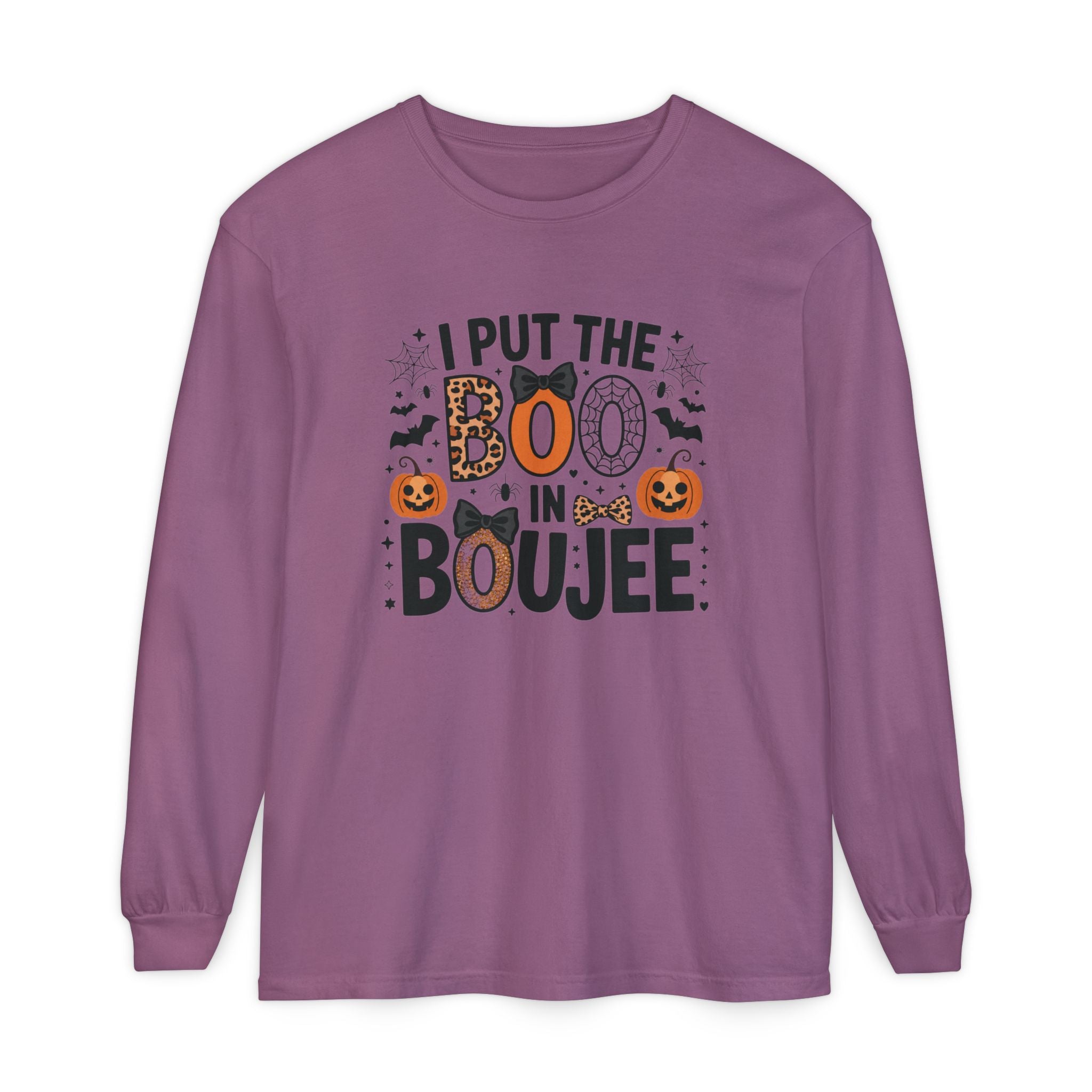 I Put the Boo in Boujee Long Sleeve Tee — Halloween Pumpkin Graphic