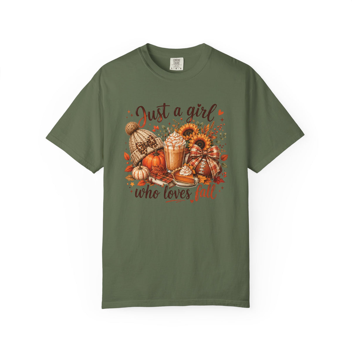 Fall Coffee T-Shirt — "Just a girl who loves fall" Pumpkin Spice Tee