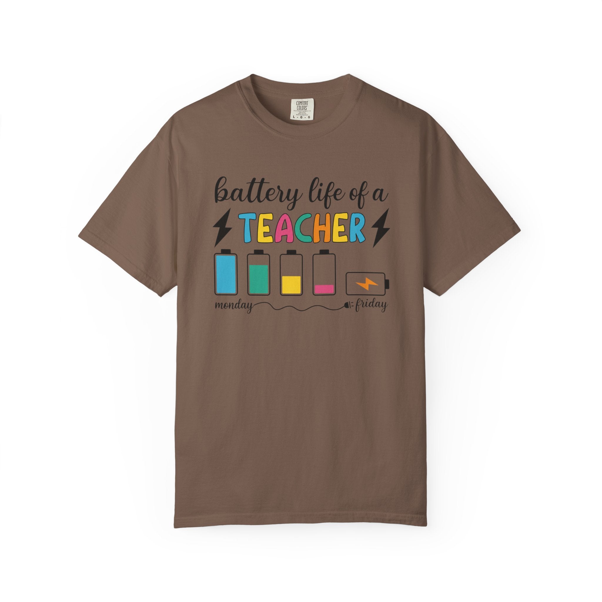 Teacher Battery Life T-Shirt — 'Battery Life of a Teacher' Funny Teacher Tee