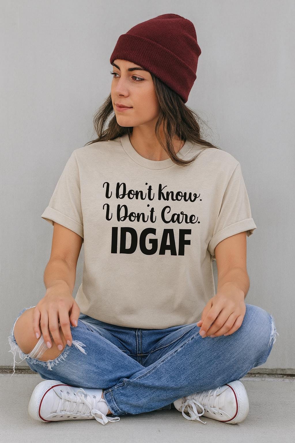 IDGAF Funny Graphic Tee – Gildan Cotton Shirt – Sarcastic Gift