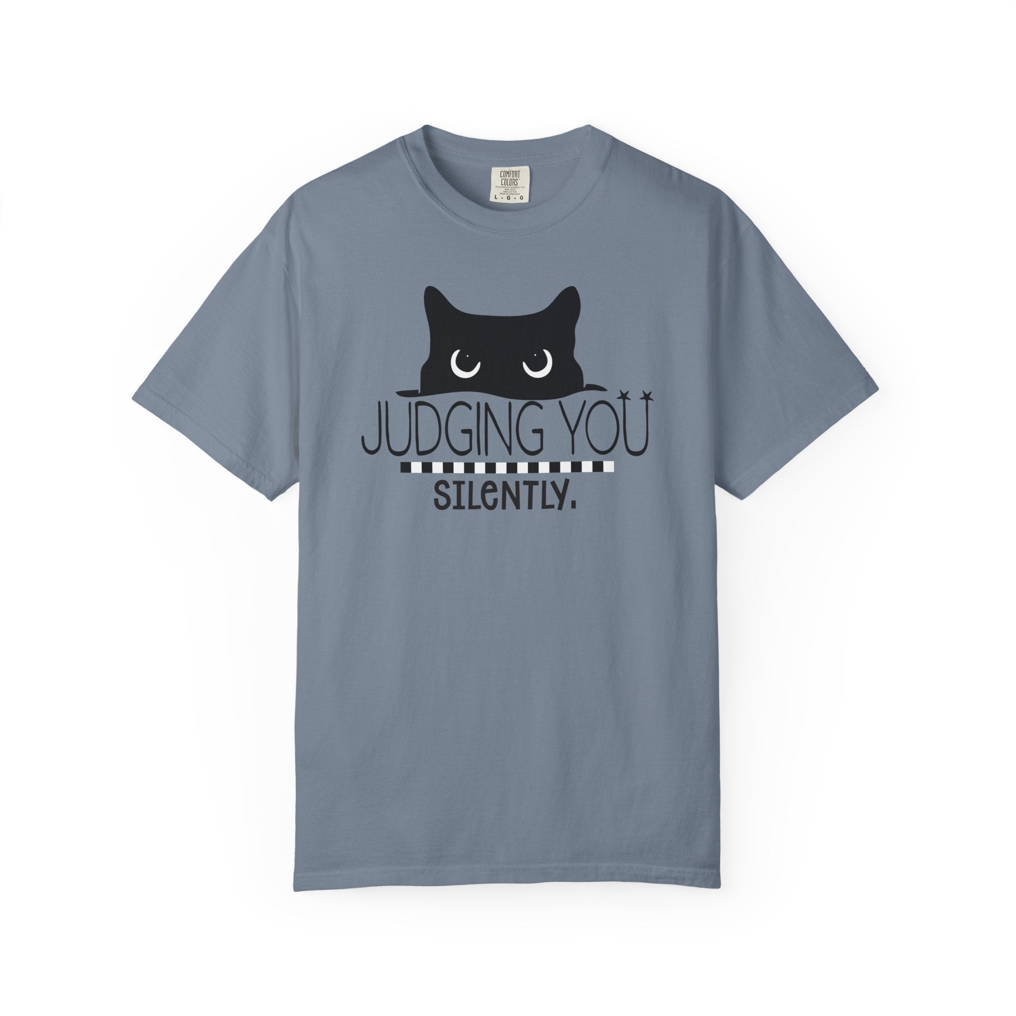 Black Cat 'Judging You Silently' T-Shirt | Funny Cat Tee