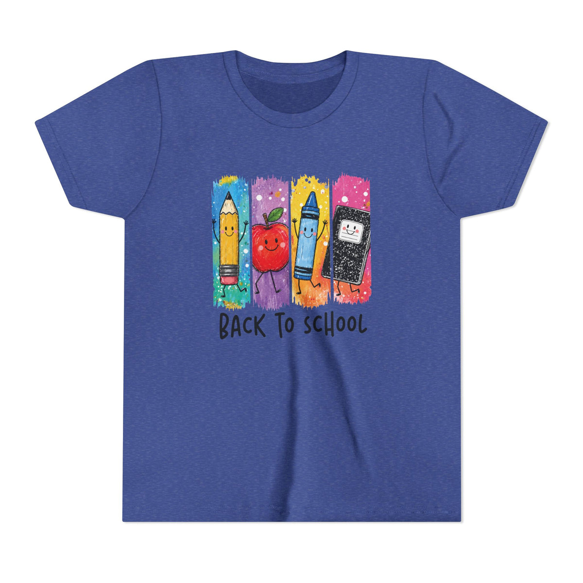 Youth Tee — Cute 'Back to School' Crayon & Apple Graphic