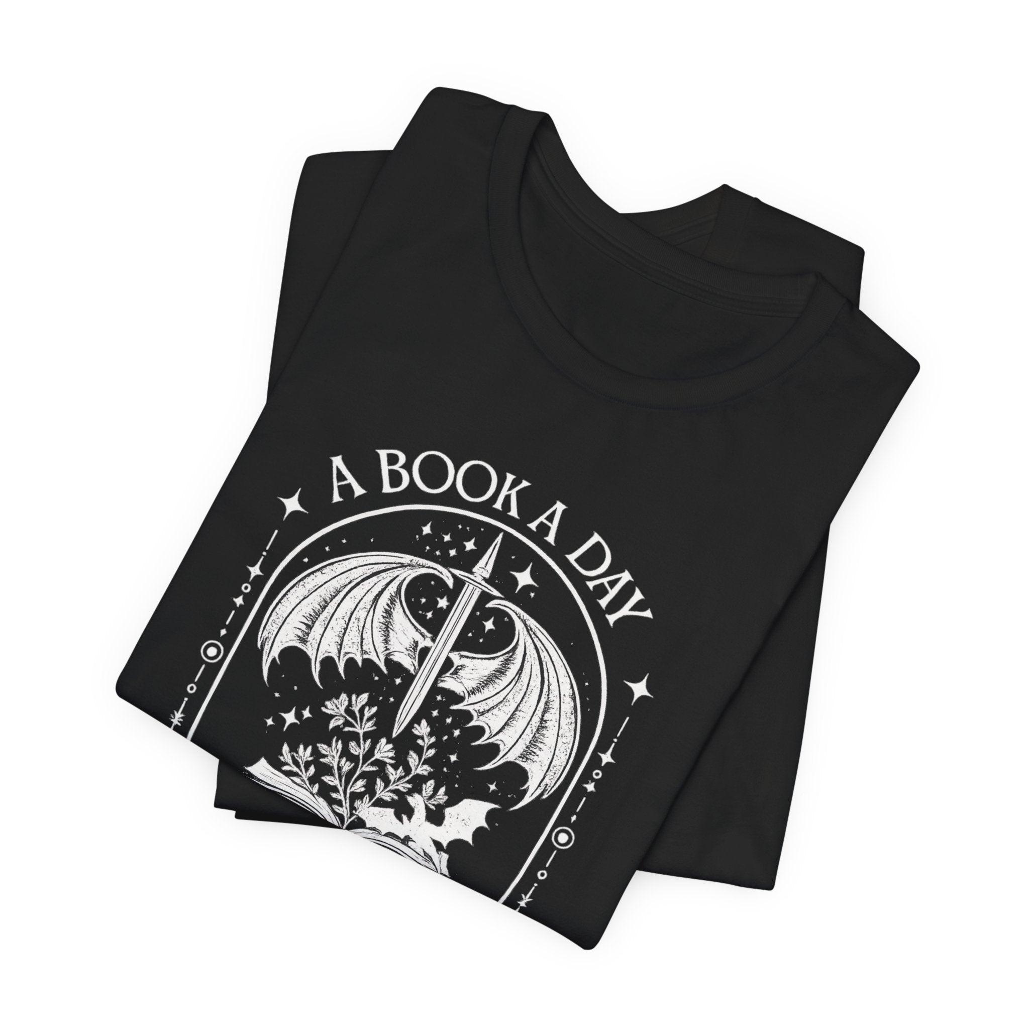 A Book a Day Keeps Reality Away Shirt, Fantasy Reader Dragon Wing Tee, Gothic Book Lover Gift, Dark Academia Bookworm T-Shirt