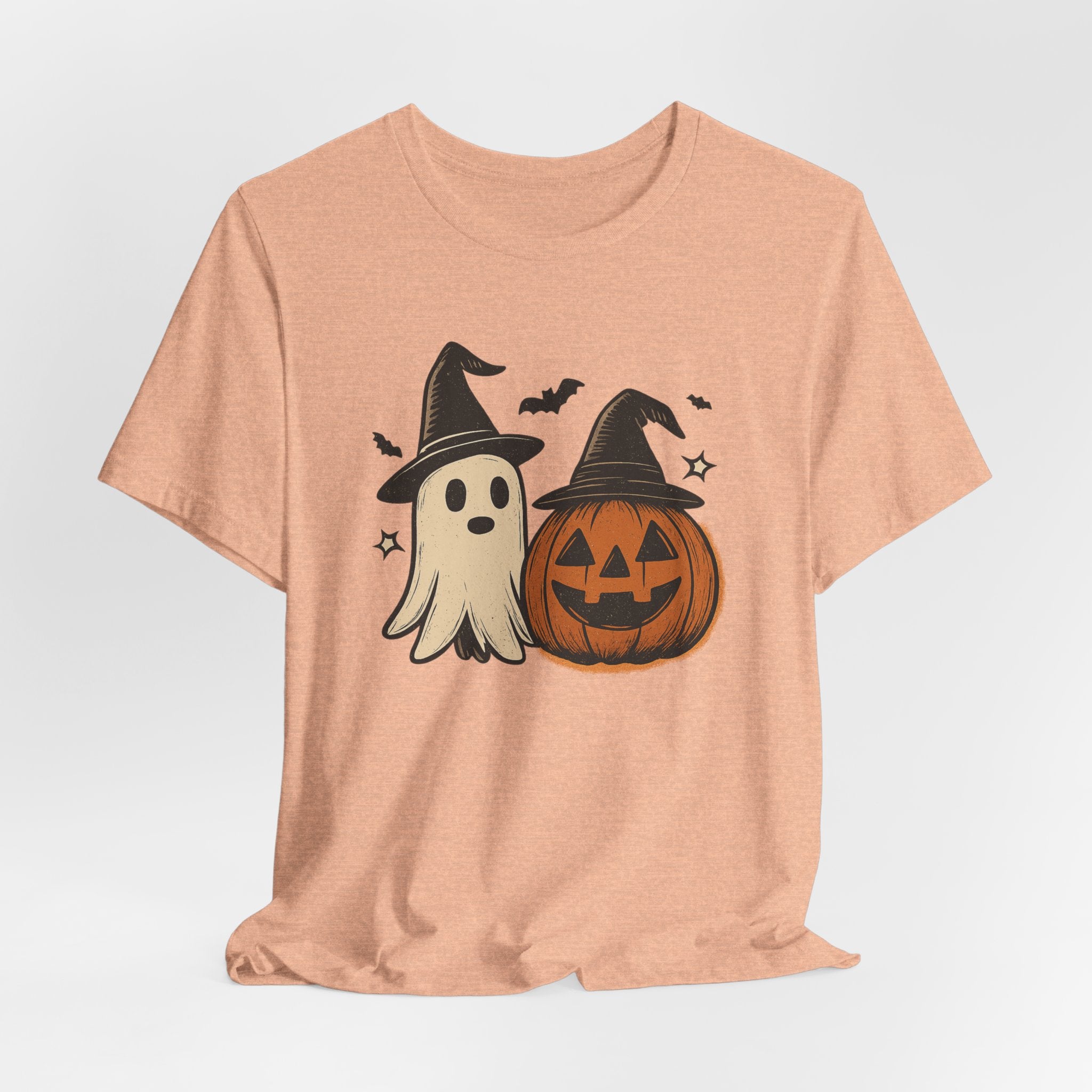 Halloween Ghost & Jack-O'-Lantern T-Shirt — Cute Witch Hat Pumpkin Tee