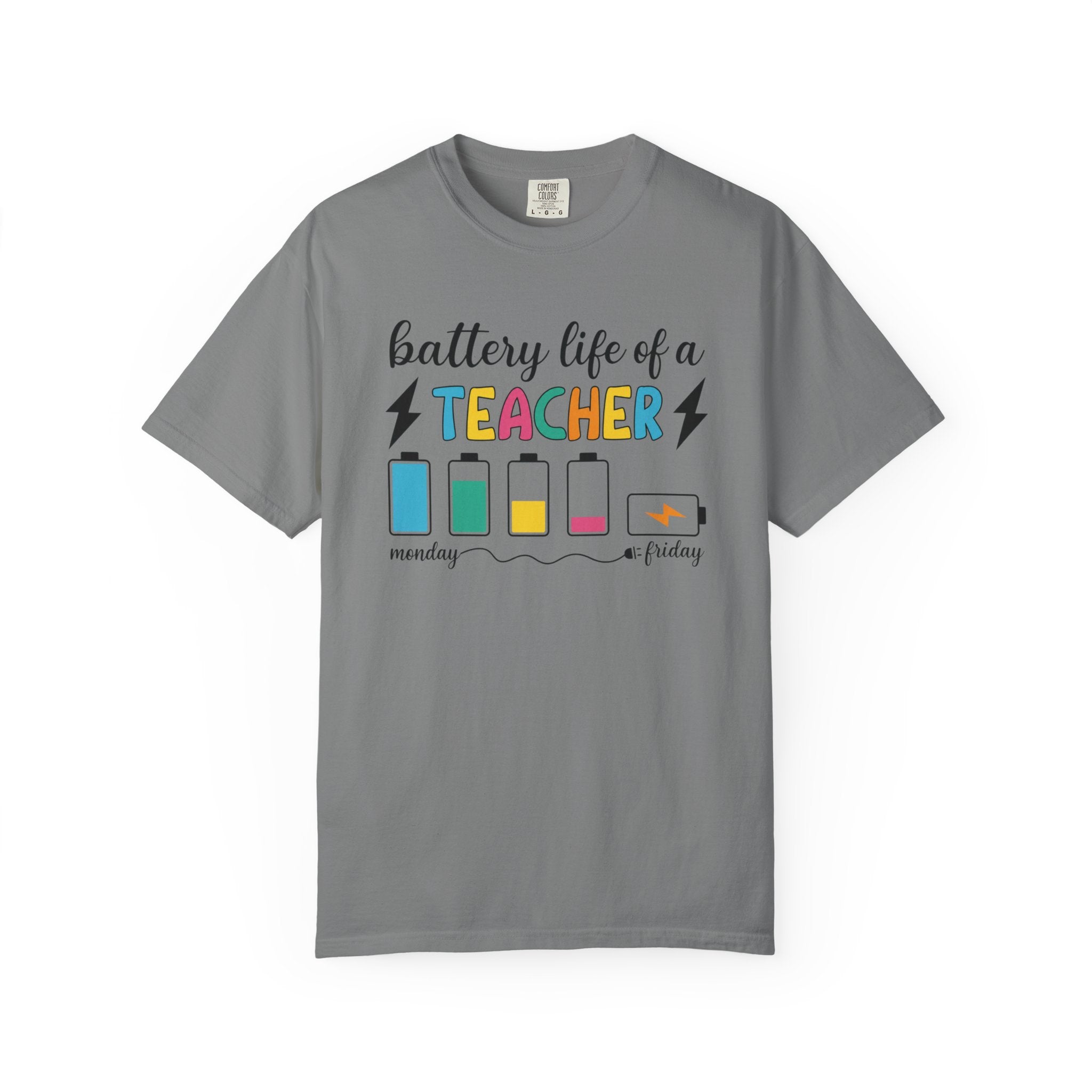 Teacher Battery Life T-Shirt — 'Battery Life of a Teacher' Funny Teacher Tee