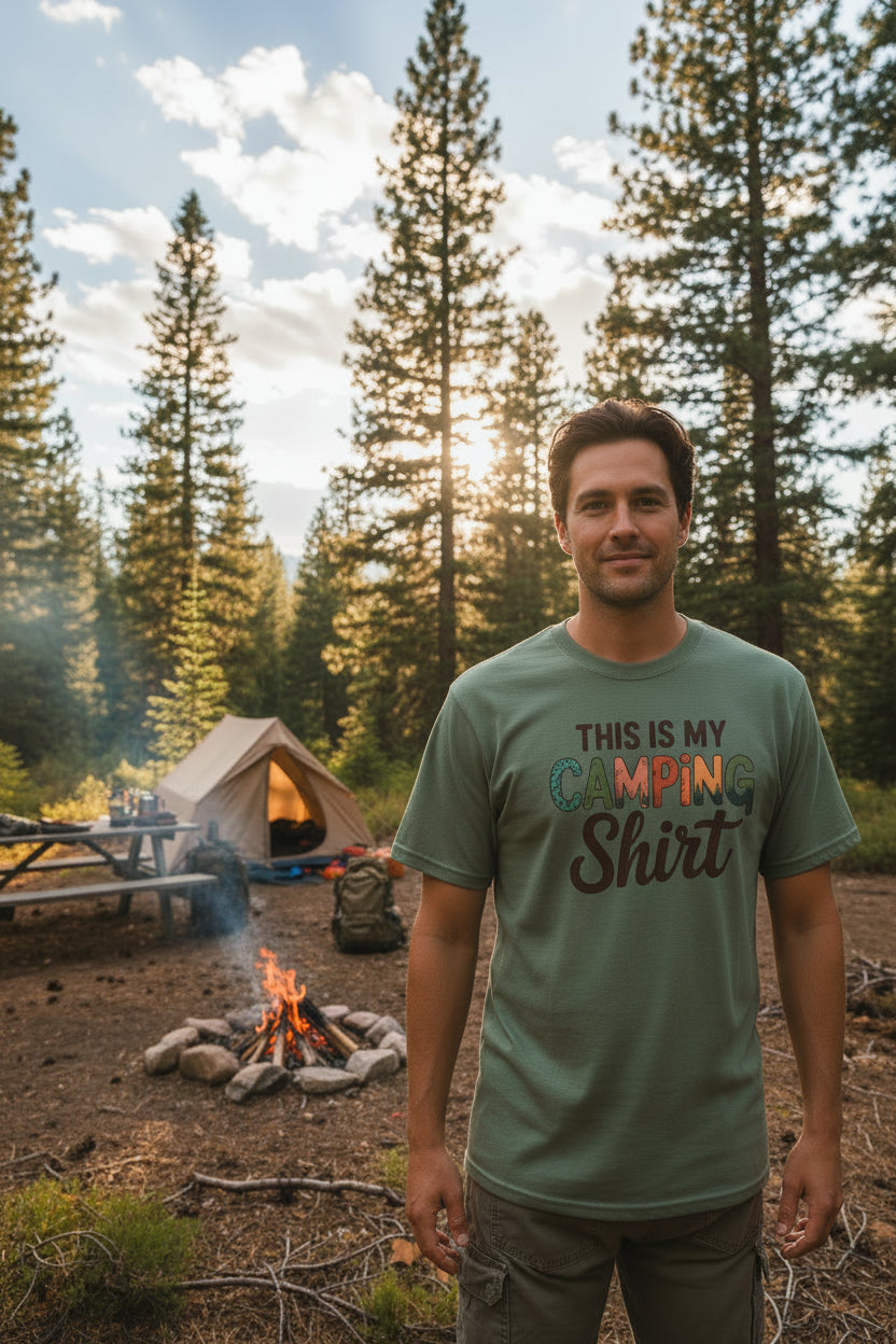 Camping Shirt - "This Is My Camping Shirt" Graphic Tee for Campers & Outdoor Lovers