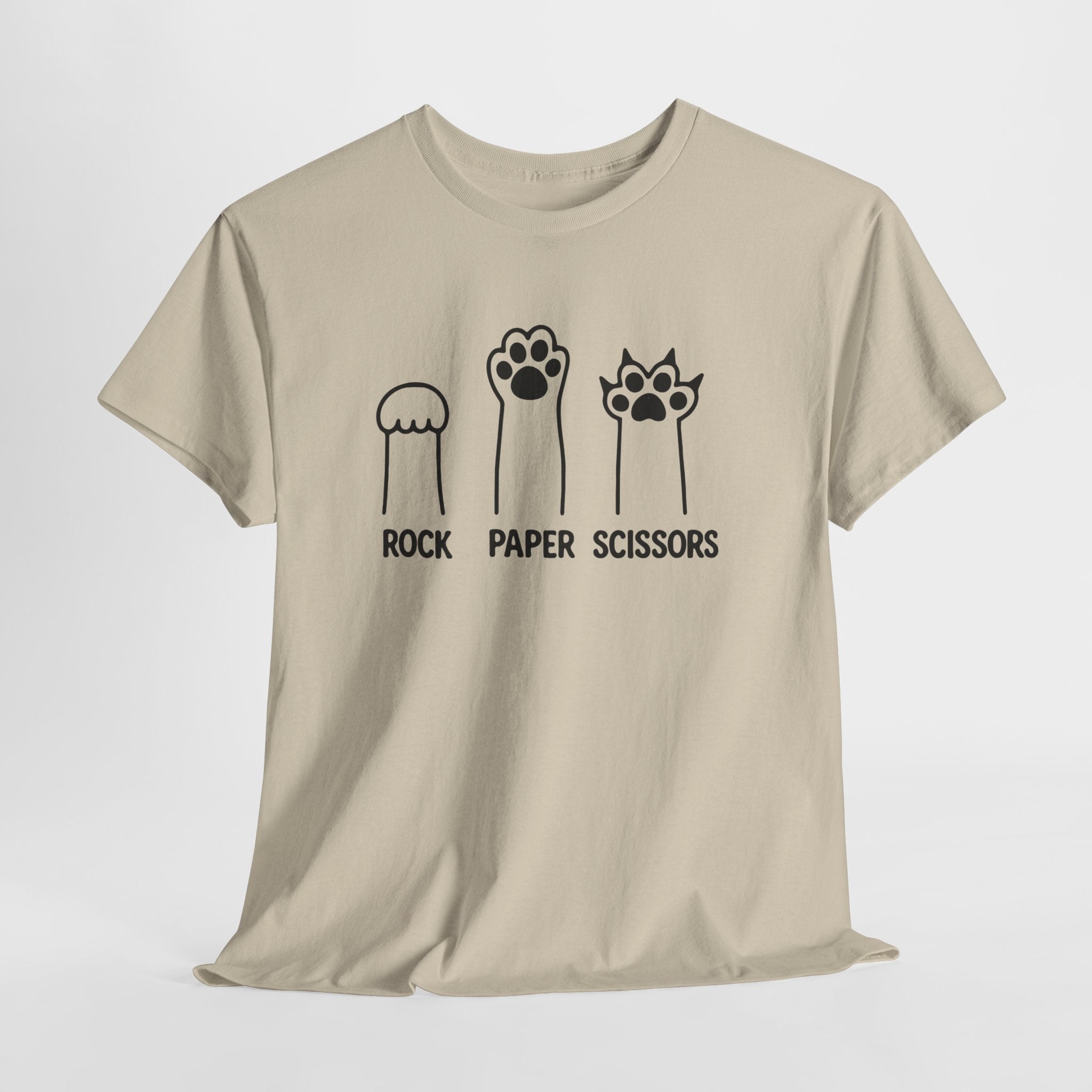 Rock Paper Scissors Cat Paw T‑Shirt — Cute Pet Humor Tee