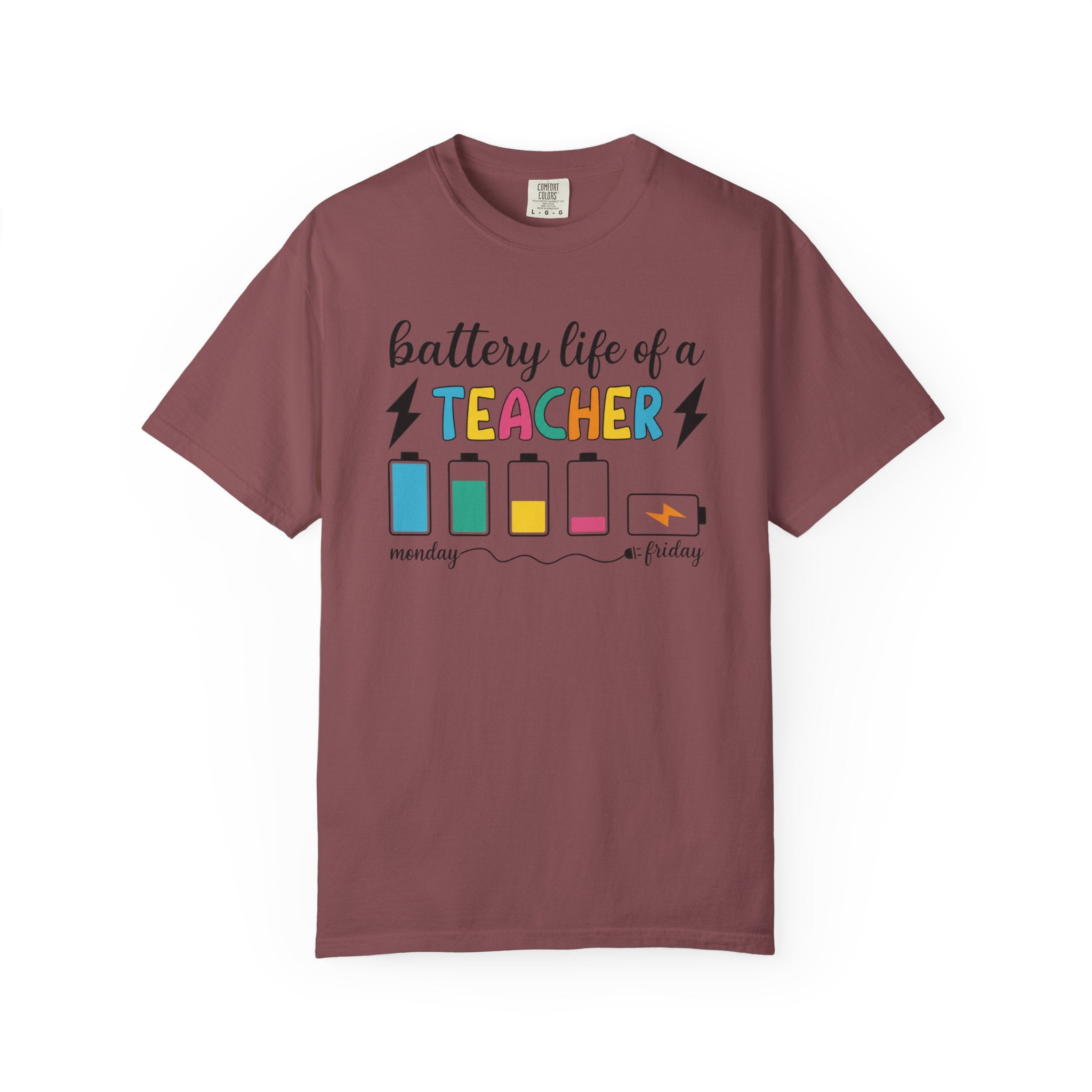 Teacher Battery Life T-Shirt — 'Battery Life of a Teacher' Funny Teacher Tee