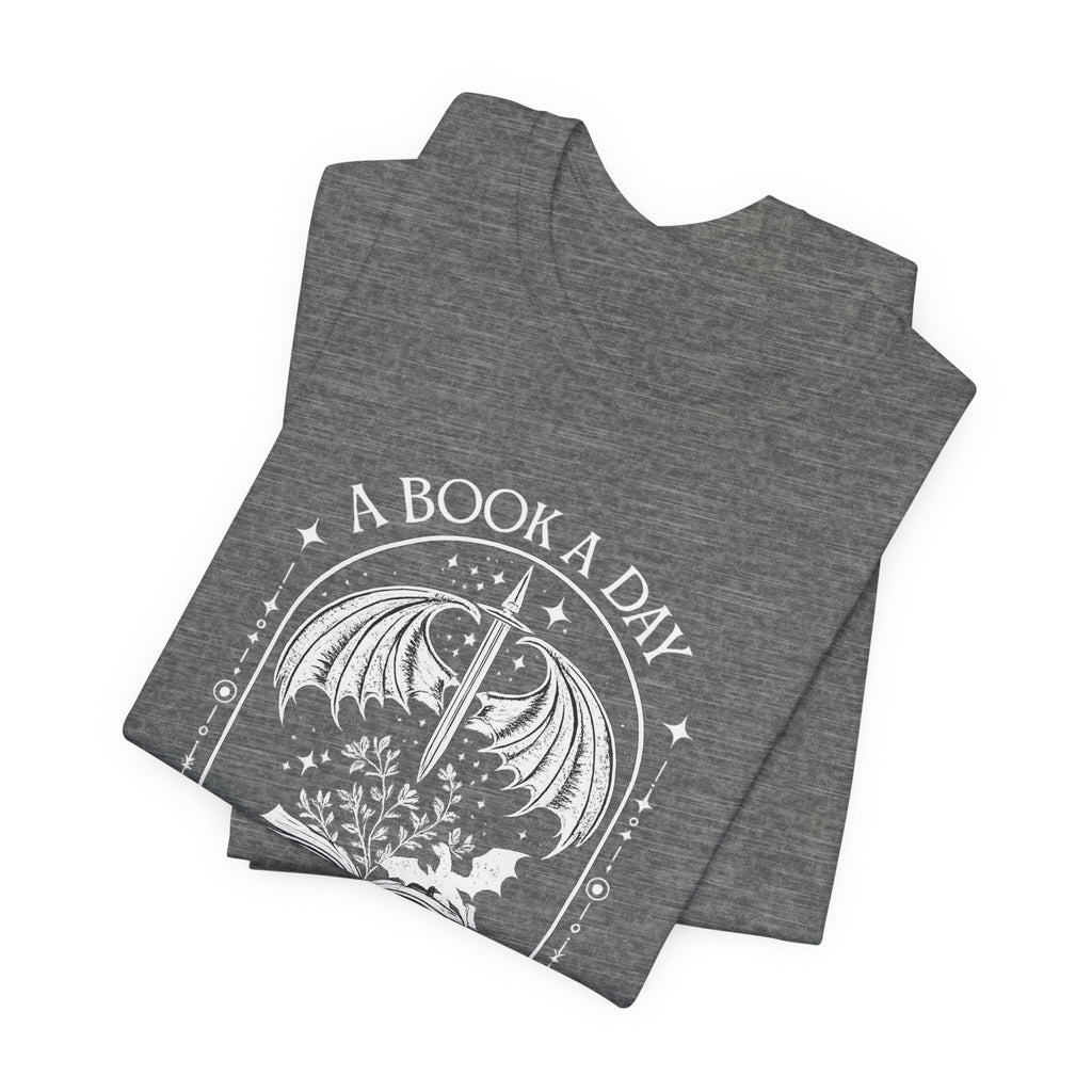 A Book a Day Keeps Reality Away Shirt, Fantasy Reader Dragon Wing Tee, Gothic Book Lover Gift, Dark Academia Bookworm T-Shirt