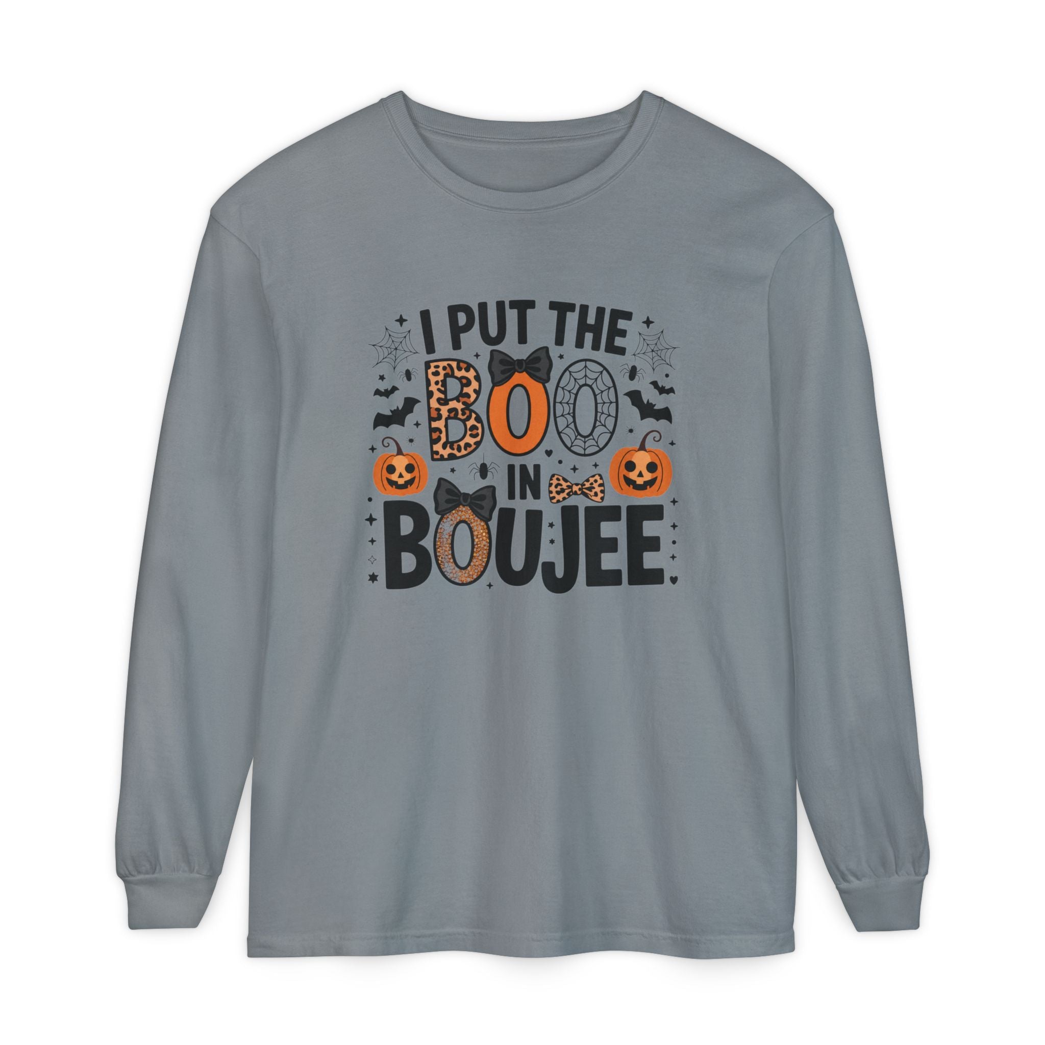 I Put the Boo in Boujee Long Sleeve Tee — Halloween Pumpkin Graphic