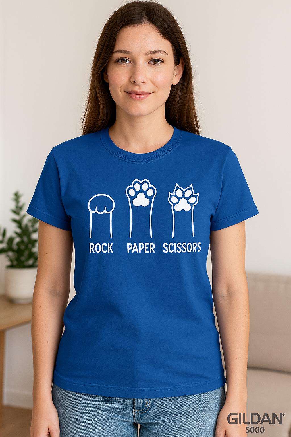 Rock Paper Scissors Cat Paw Shirt Funny Pet Lover Gildan 5000 Tee