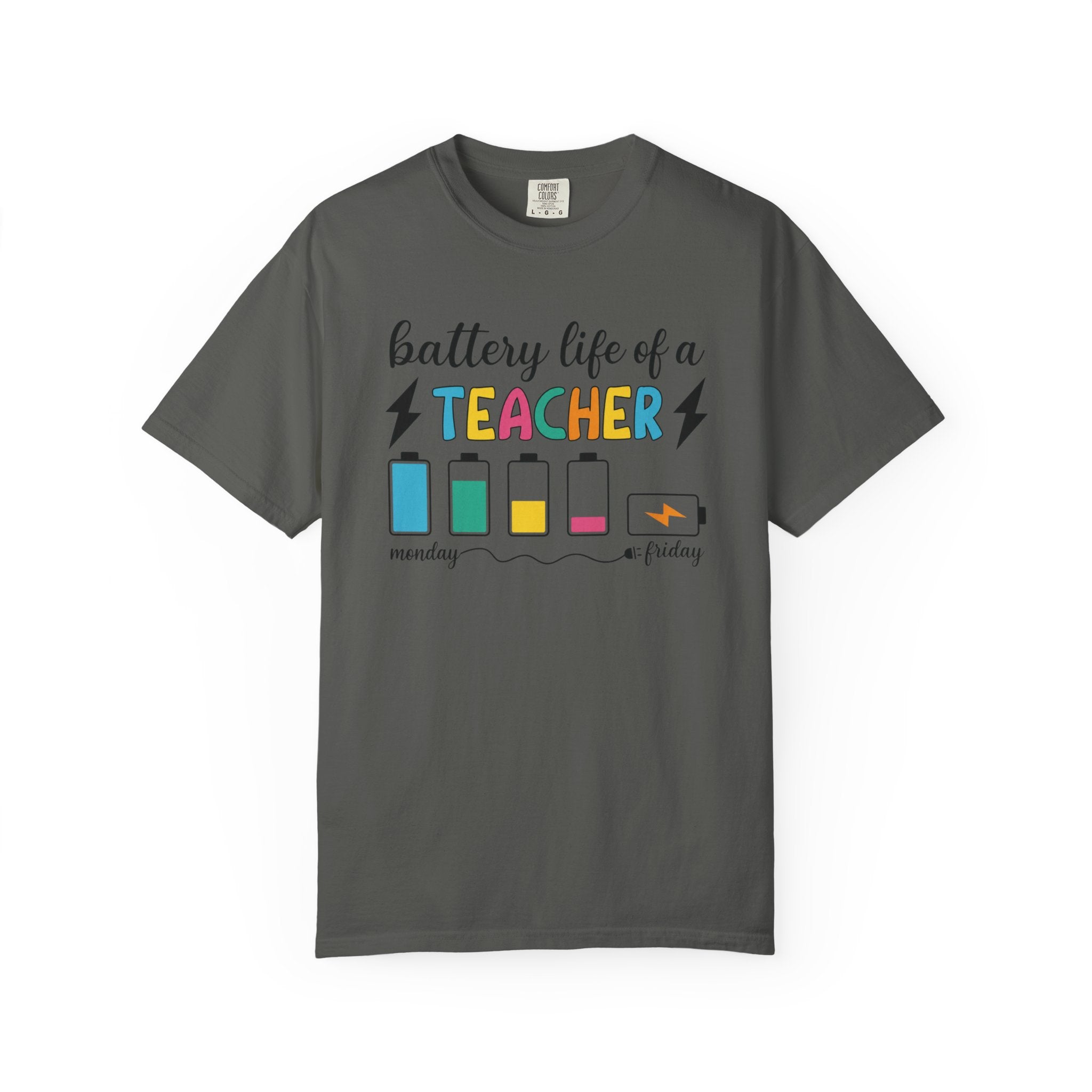 Teacher Battery Life T-Shirt — 'Battery Life of a Teacher' Funny Teacher Tee