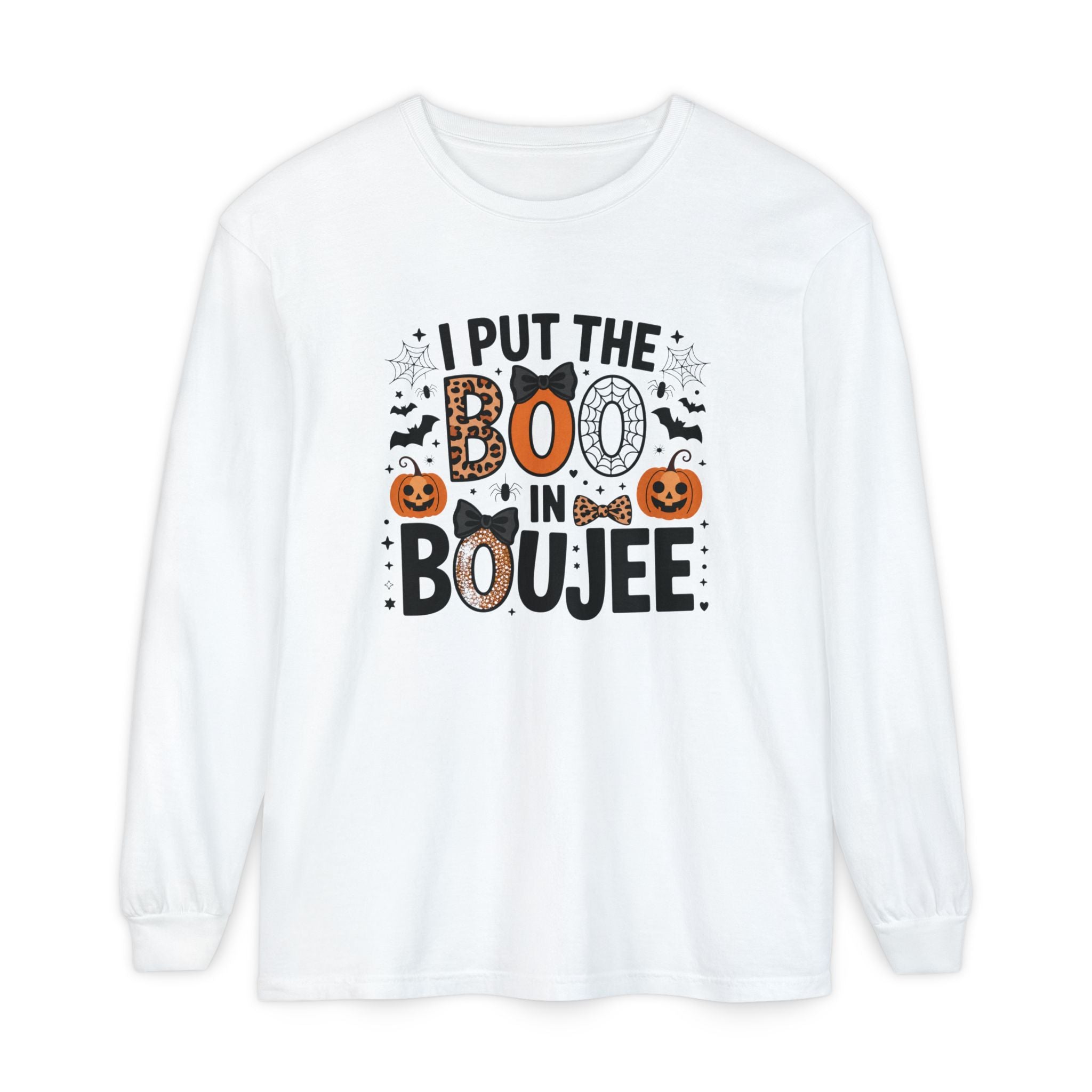 I Put the Boo in Boujee Long Sleeve Tee — Halloween Pumpkin Graphic